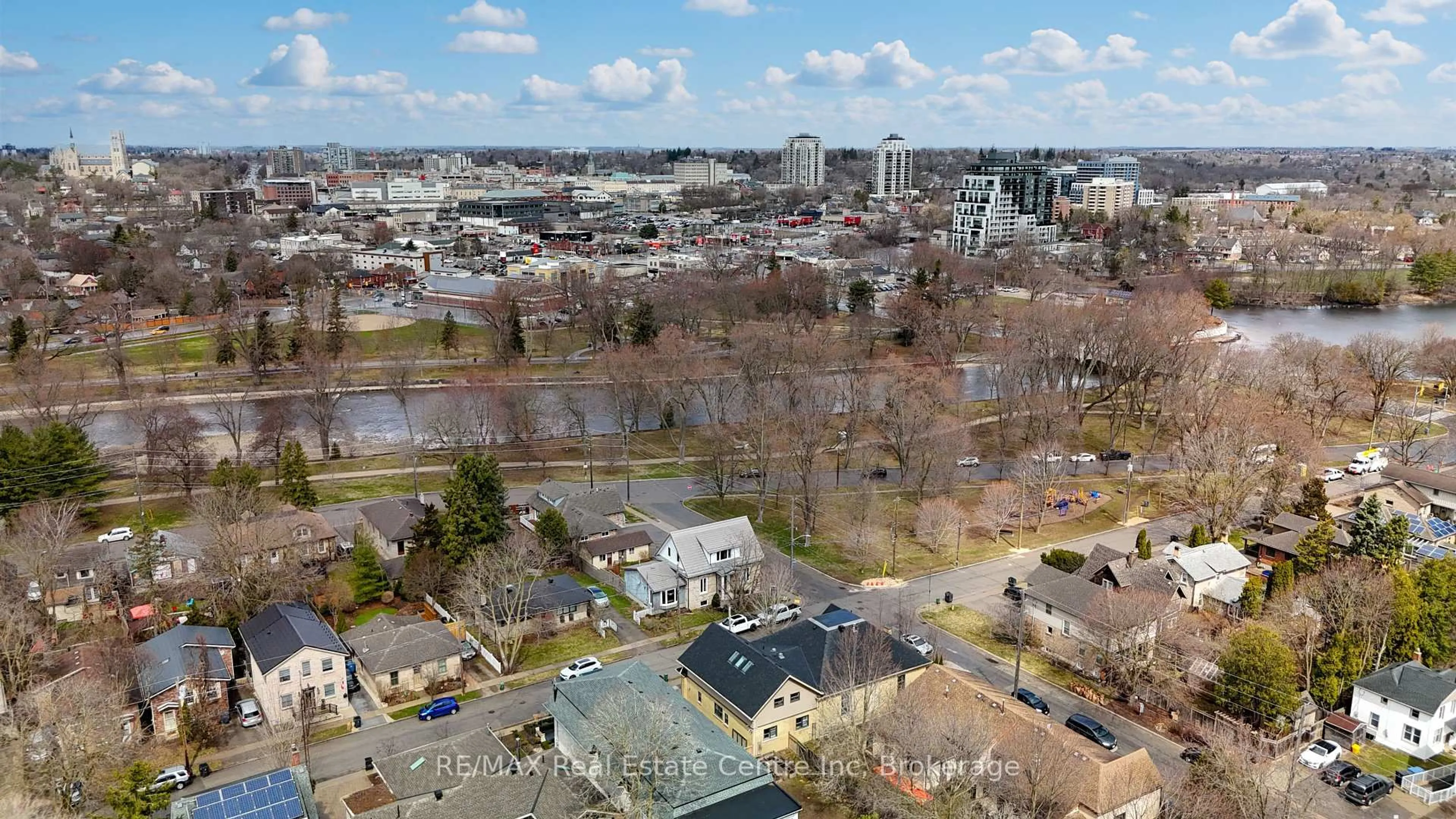 A pic from outside/outdoor area/front of a property/back of a property/a pic from drone, city buildings view from balcony for 49 Albert St, Guelph Ontario N1G 1C7