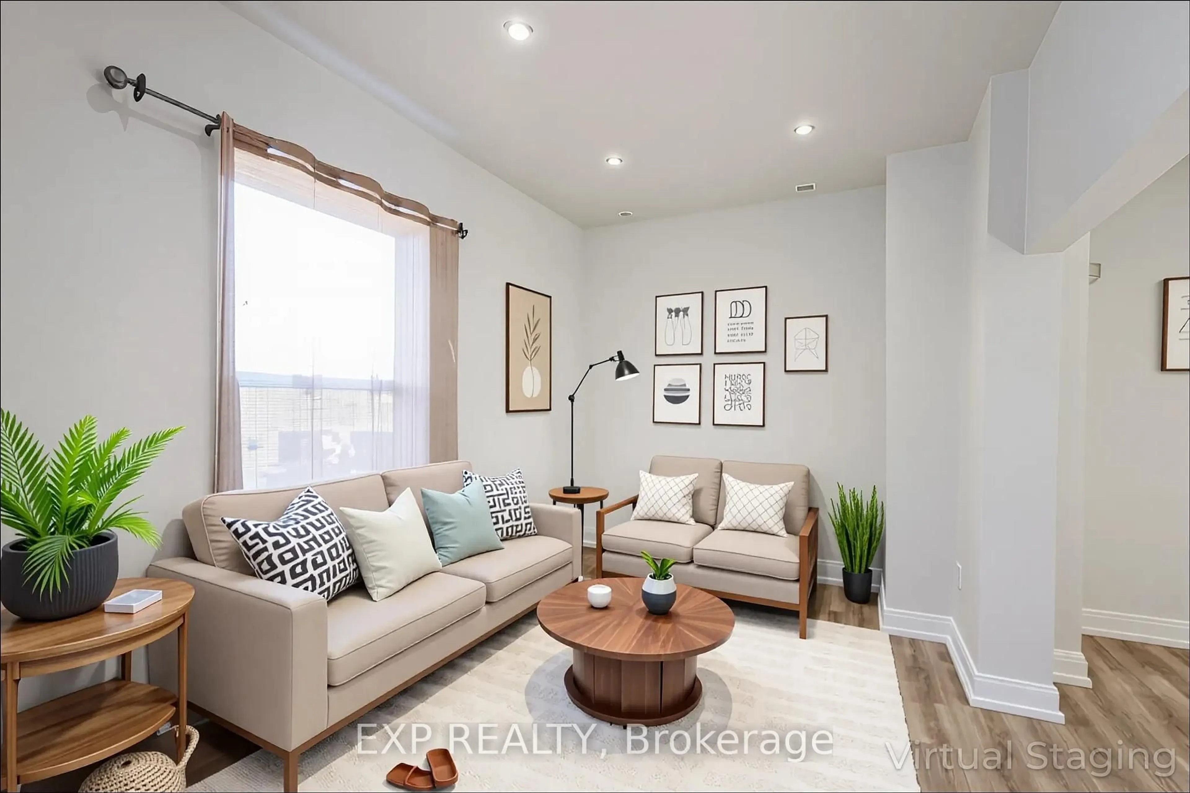 Living room with furniture, wood/laminate floor for 346 Emerald St, Hamilton Ontario L8L 5L4