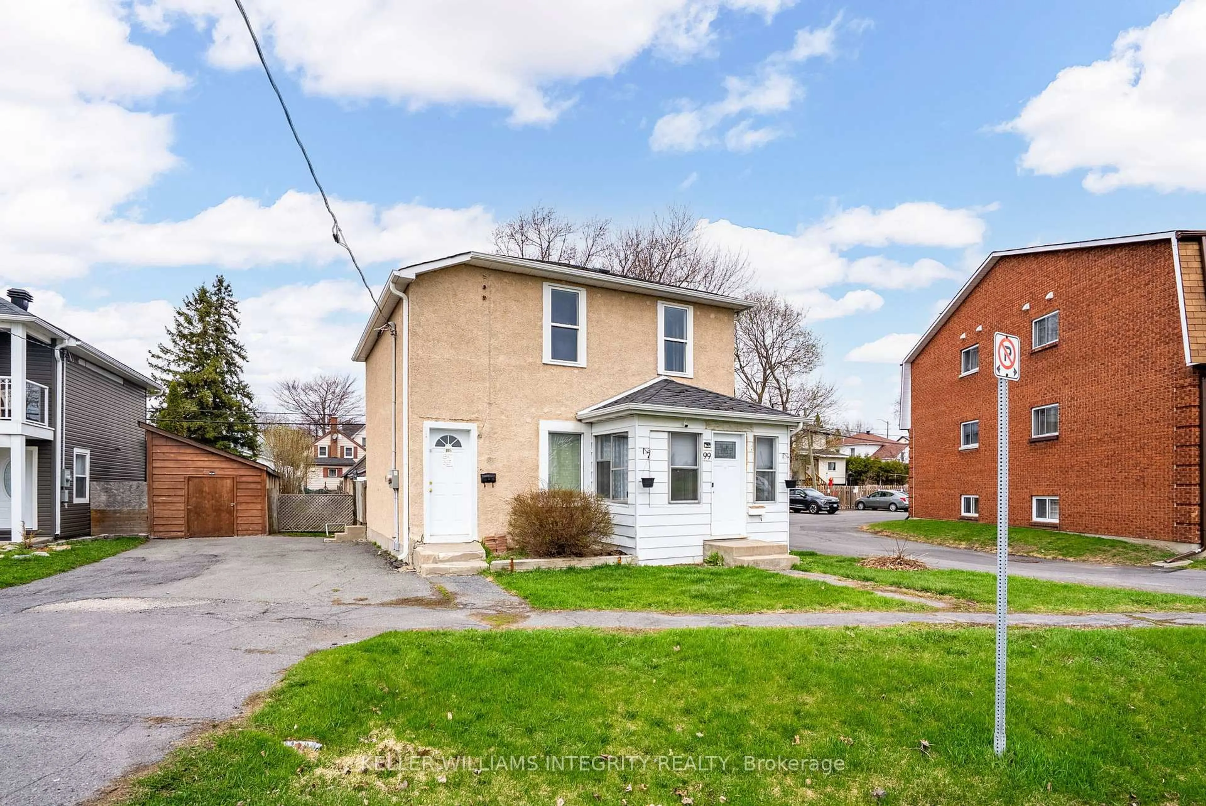 A pic from outside/outdoor area/front of a property/back of a property/a pic from drone, street for 99 & 99 1/2 Race St, Cornwall Ontario K6H 1G7