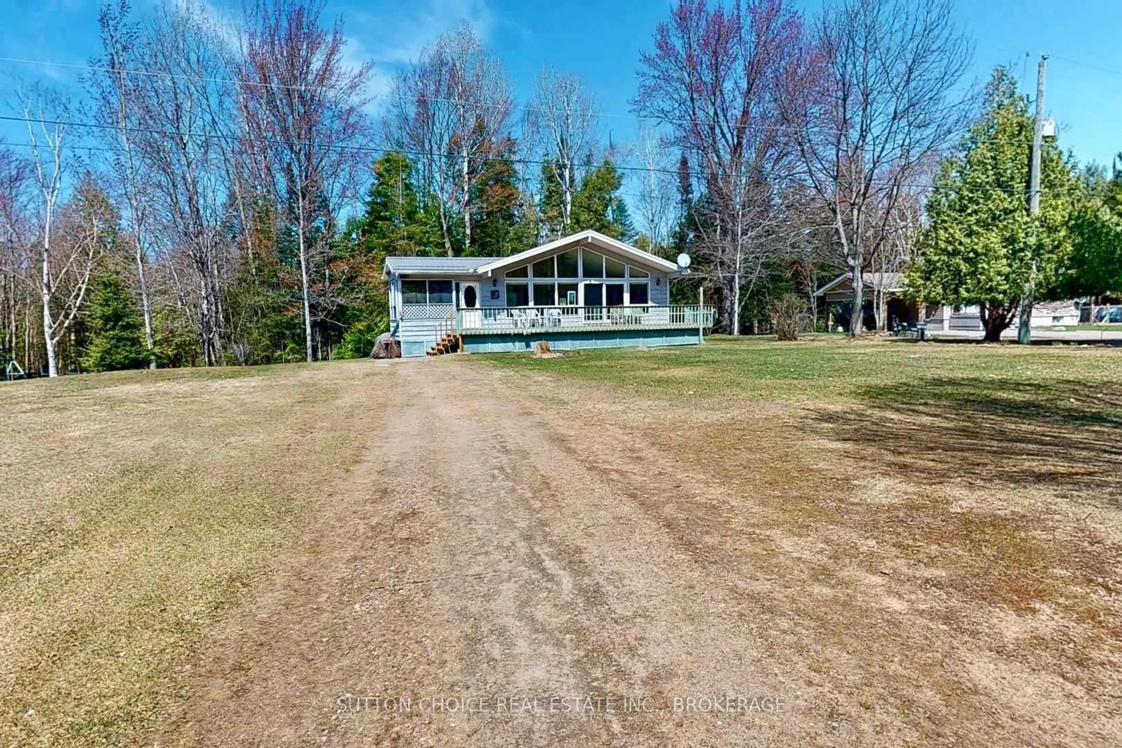 A pic from outside/outdoor area/front of a property/back of a property/a pic from drone, water/lake/river/ocean view for 608A South River Rd, Nipissing Ontario P0H 1W0