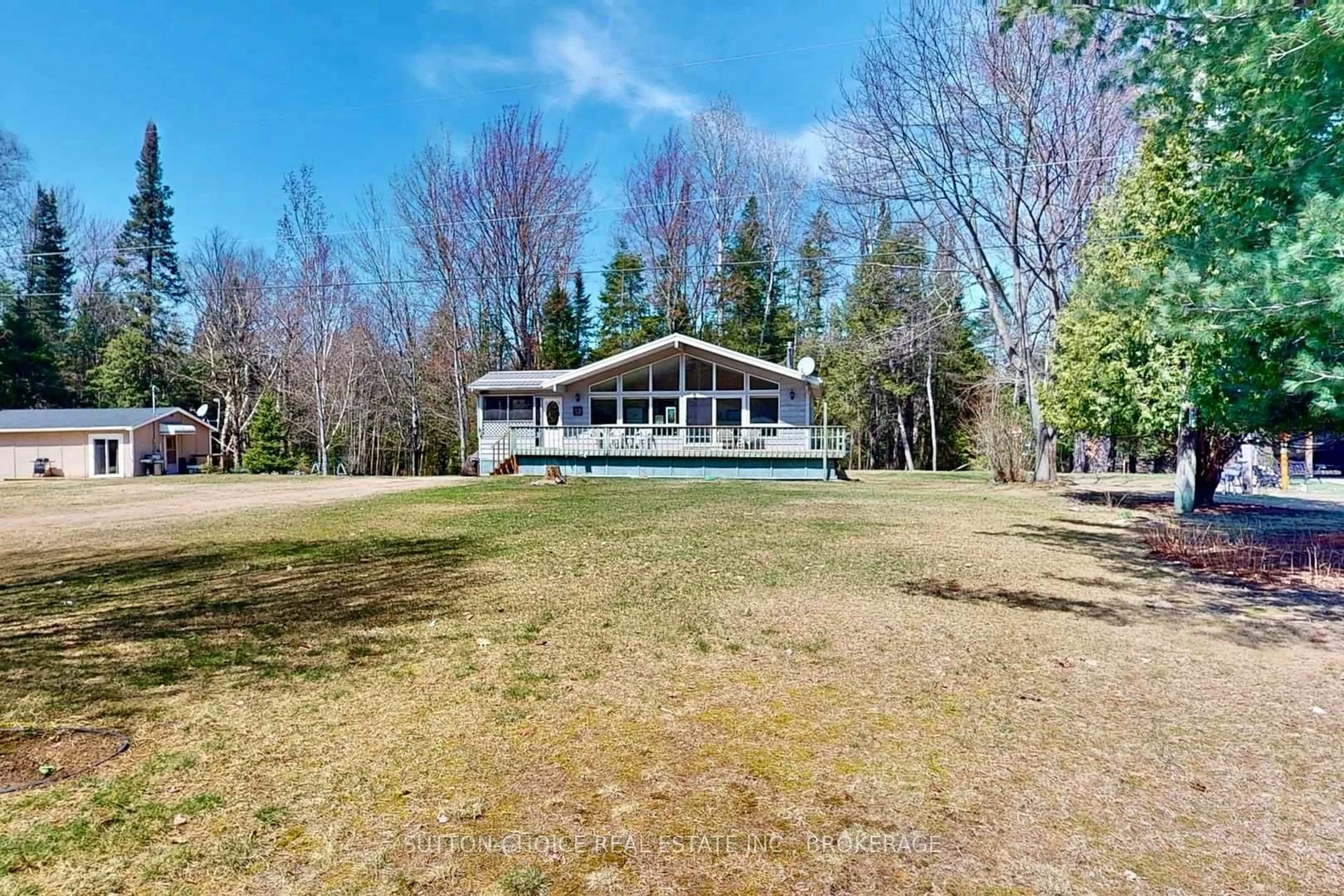 A pic from outside/outdoor area/front of a property/back of a property/a pic from drone, water/lake/river/ocean view for 608A South River Rd, Nipissing Ontario P0H 1W0