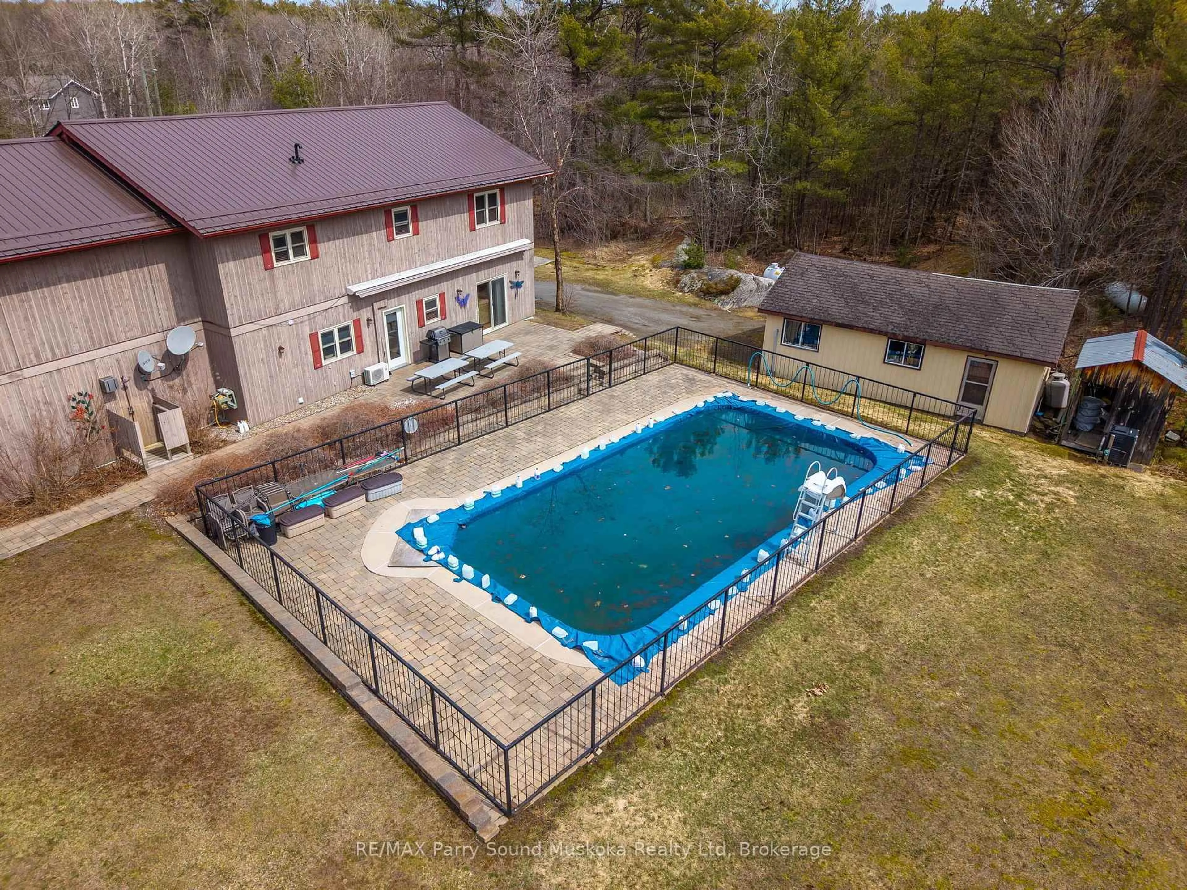A pic from outside/outdoor area/front of a property/back of a property/a pic from drone, water/lake/river/ocean view for 217 South Shore Rd, The Archipelago Ontario P0G 1K0
