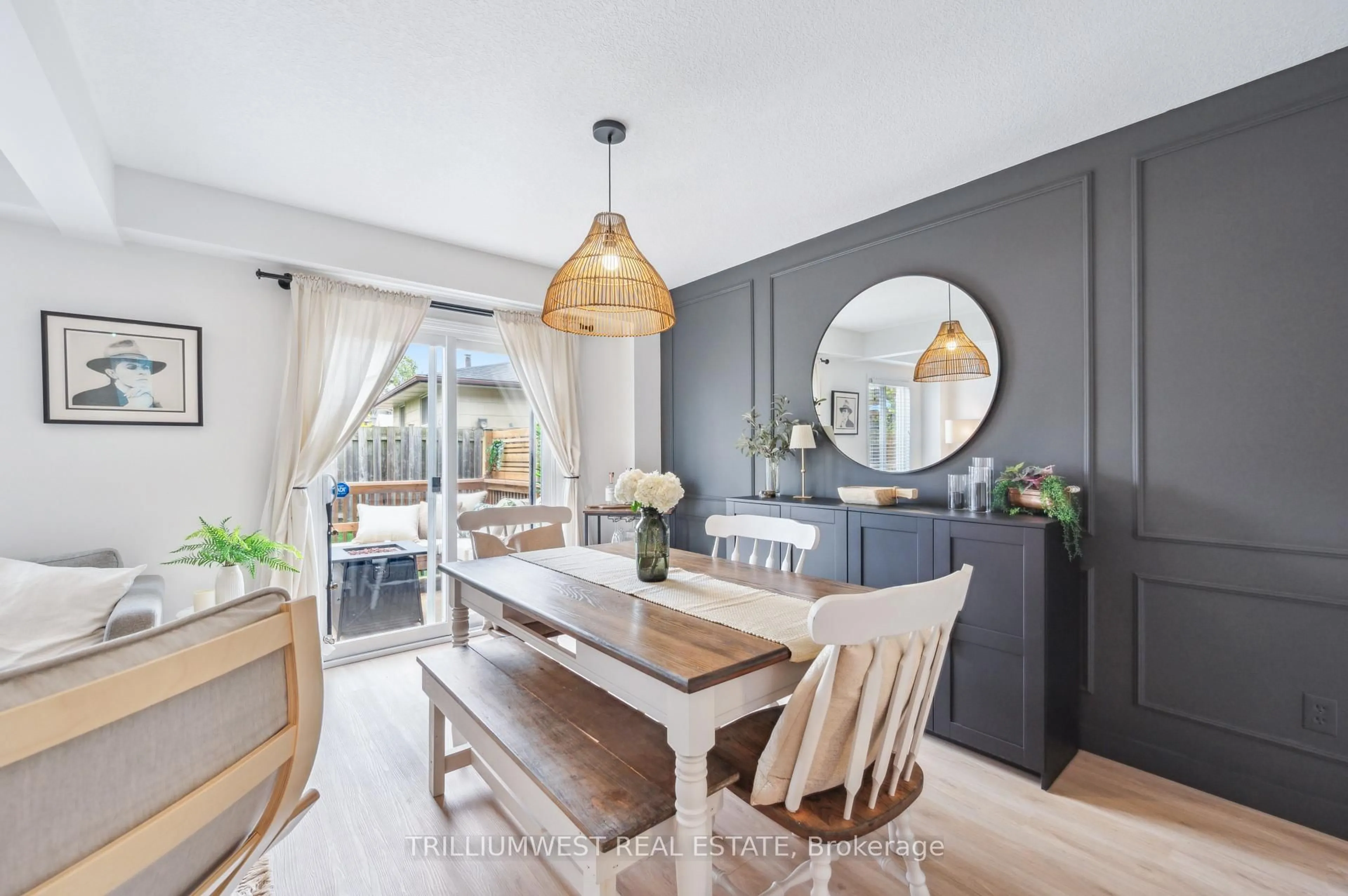 Dining room, wood/laminate floor for 120 Dudhope Ave #22, Cambridge Ontario N1R 4T7