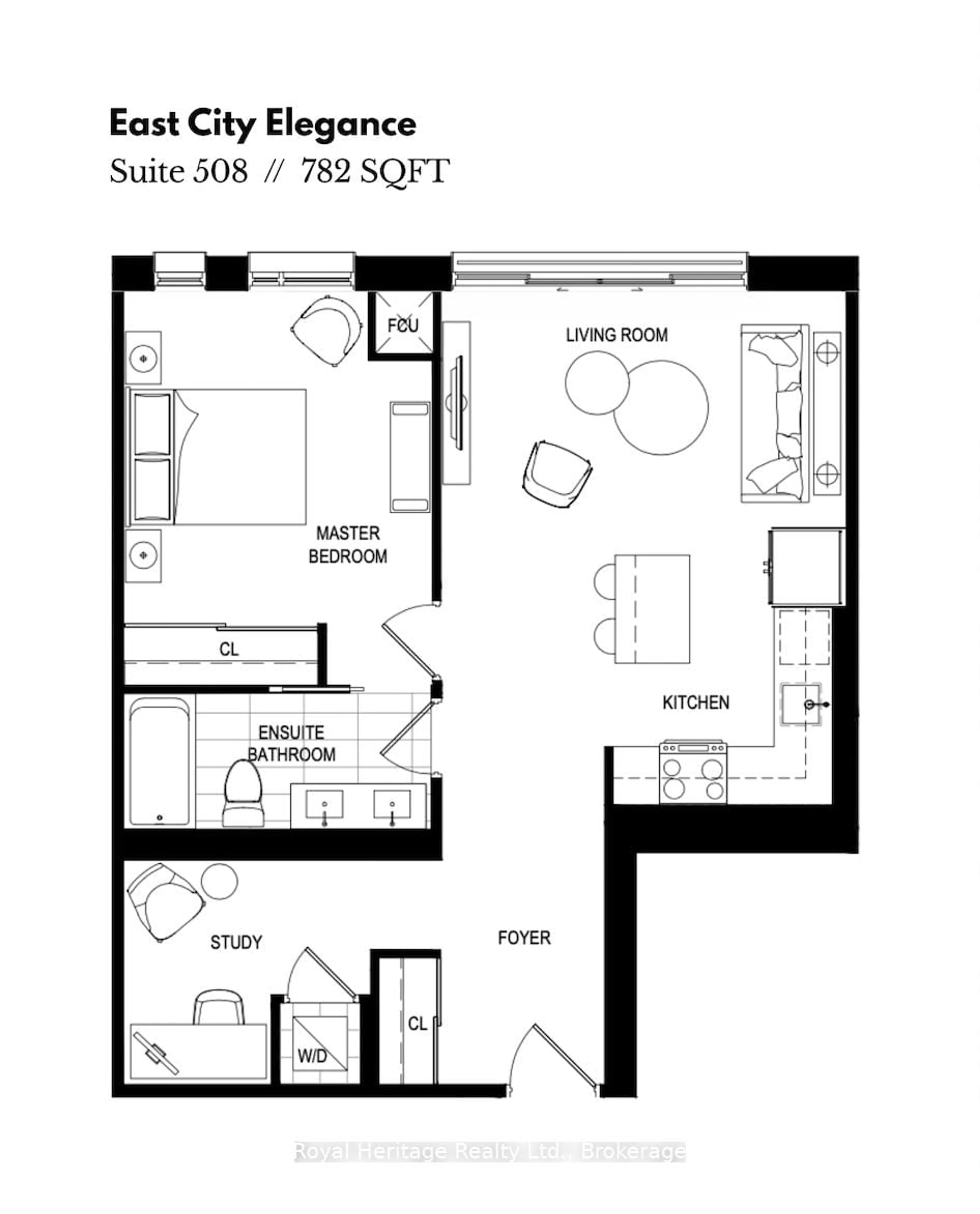 Floor plan for 195 Hunter St #508, Peterborough East Ontario K9H 1G9