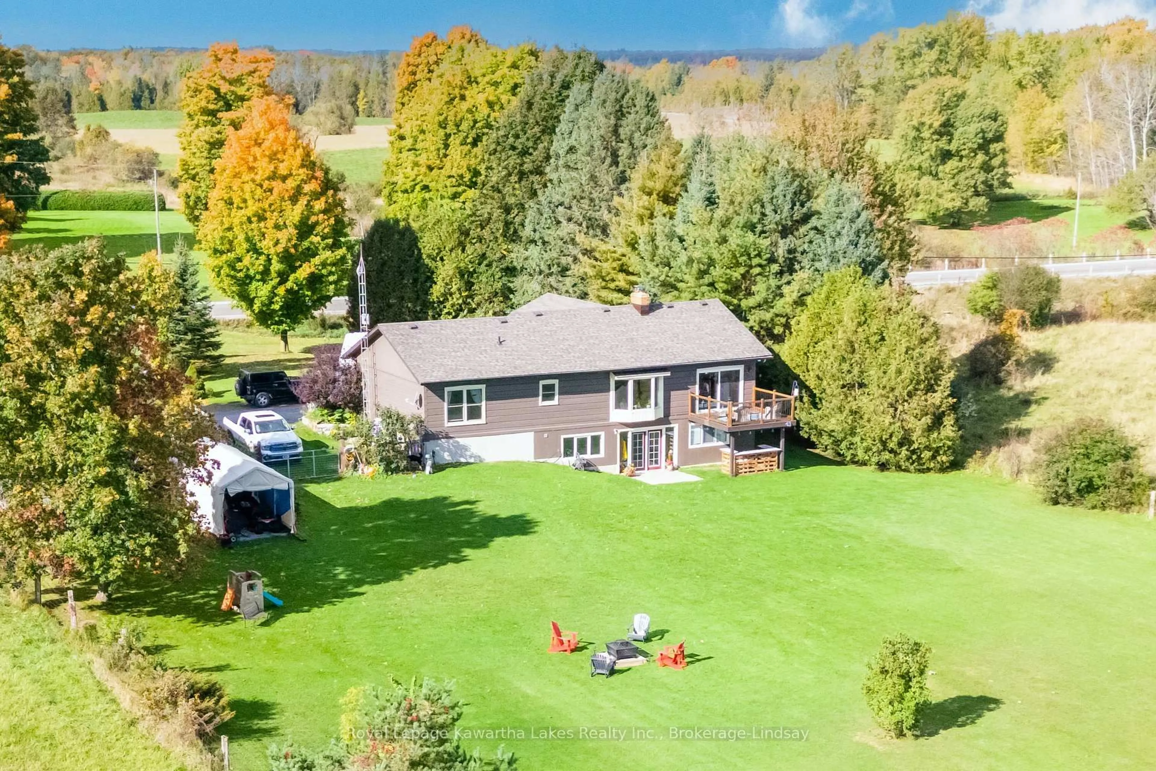 A pic from outside/outdoor area/front of a property/back of a property/a pic from drone, water/lake/river/ocean view for 490 County Road 49 N/A, Kawartha Lakes Ontario K0M 1A0