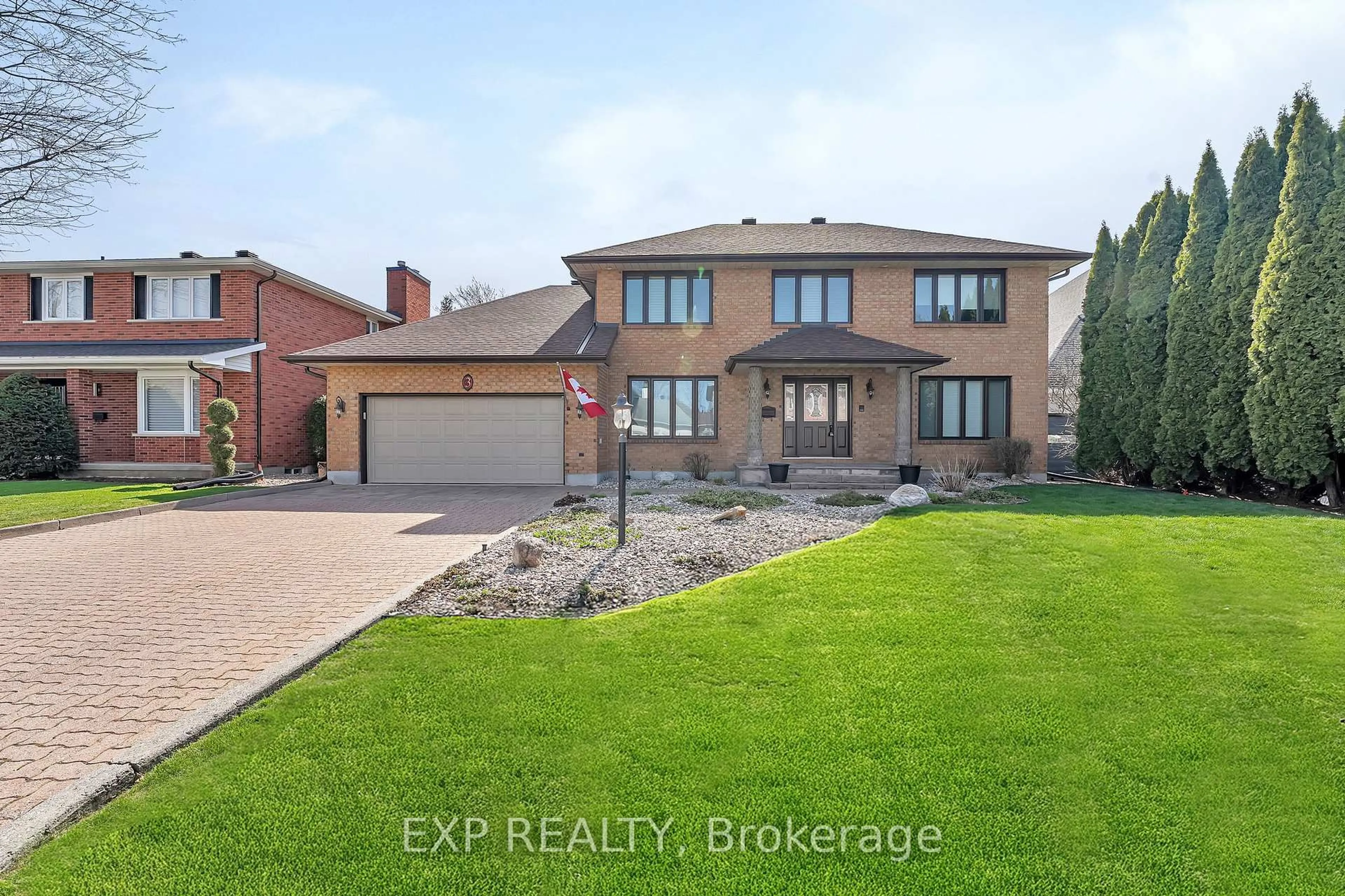 Home with brick exterior material, street for 3 Craigmohr Crt, Ottawa Ontario K2G 4P9