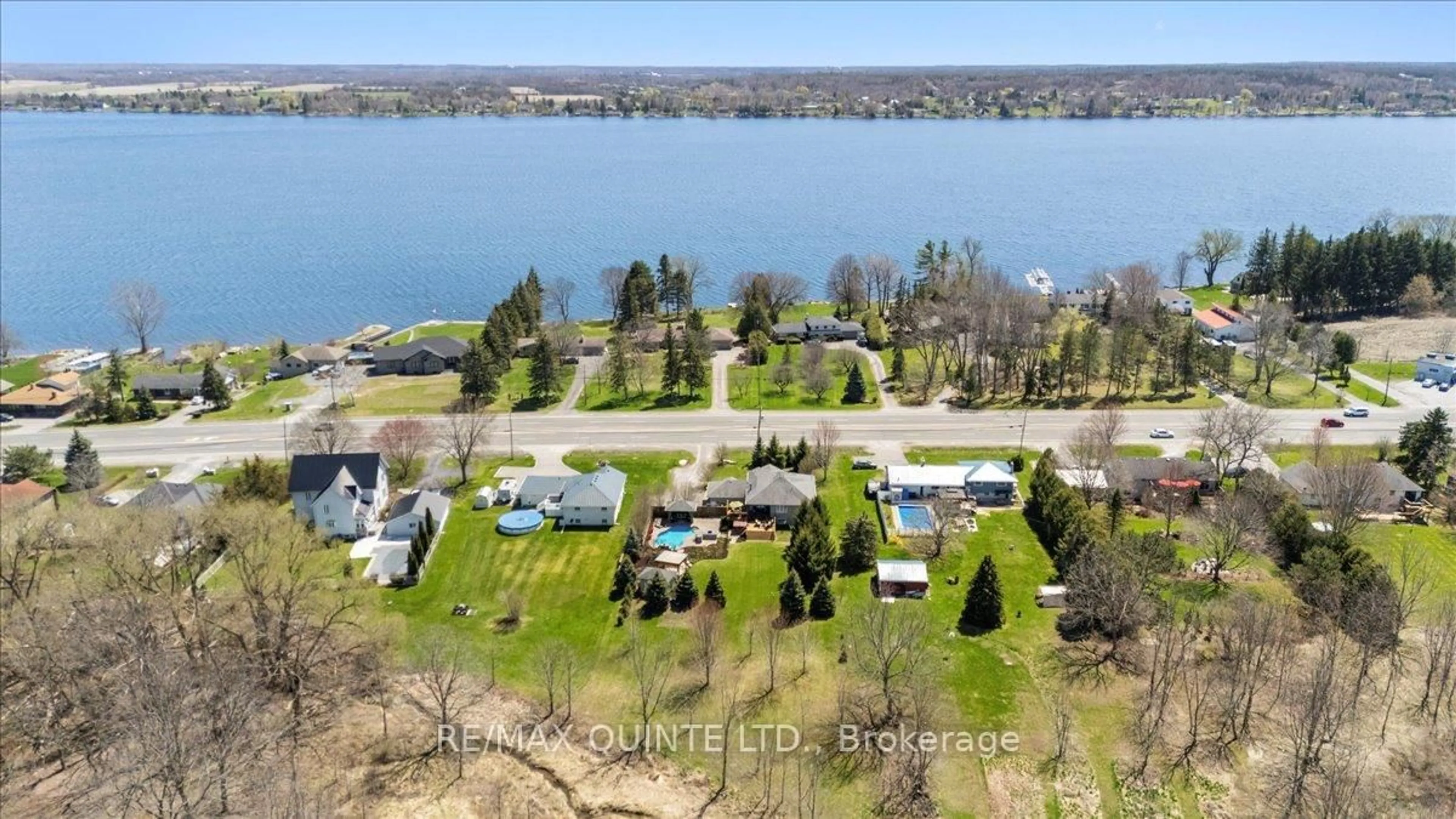 A pic from outside/outdoor area/front of a property/back of a property/a pic from drone, water/lake/river/ocean view for 1595 Old Highway 2 N/A, Quinte West Ontario K8N 4Z2