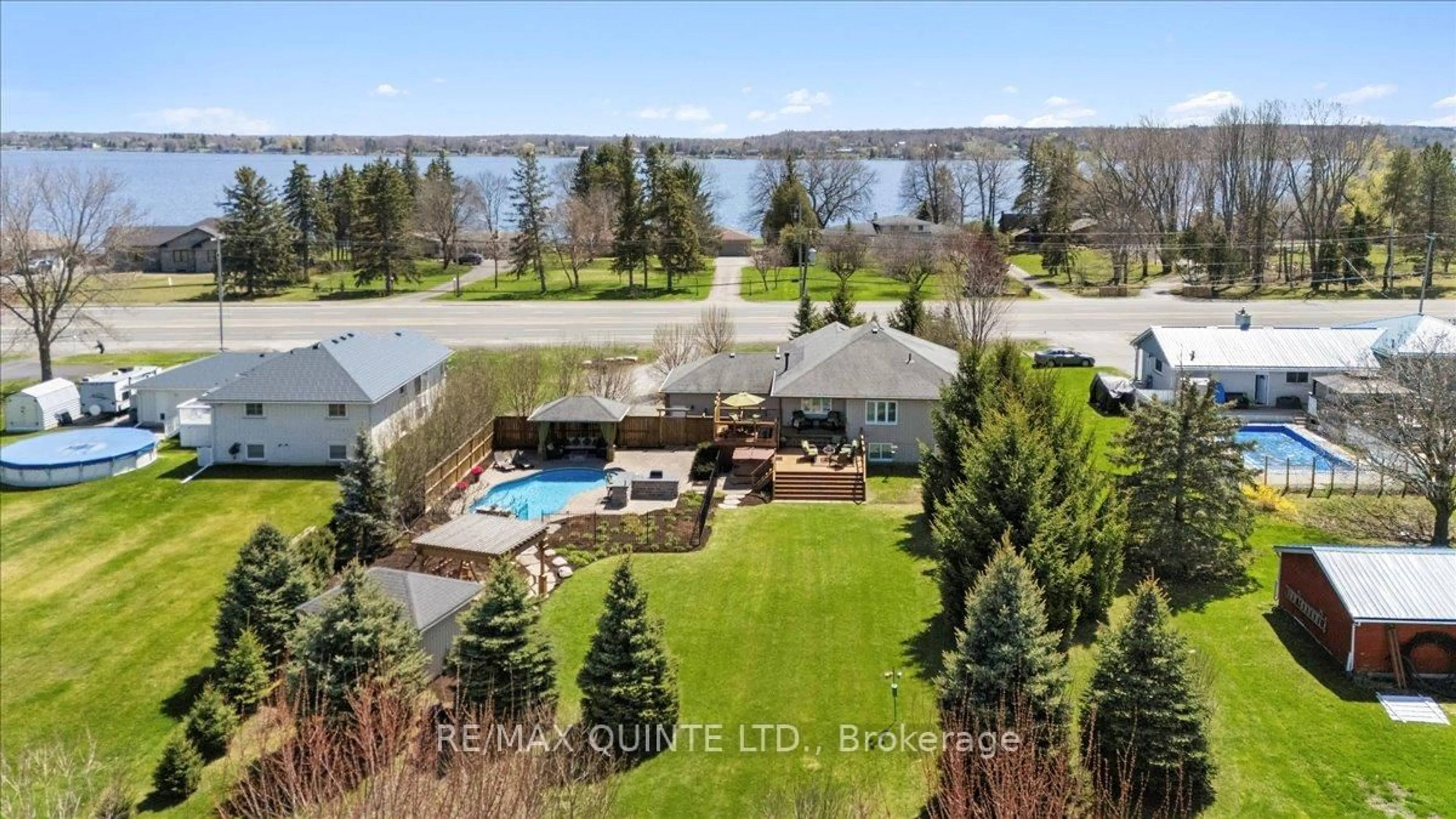 A pic from outside/outdoor area/front of a property/back of a property/a pic from drone, water/lake/river/ocean view for 1595 Old Highway 2 N/A, Quinte West Ontario K8N 4Z2