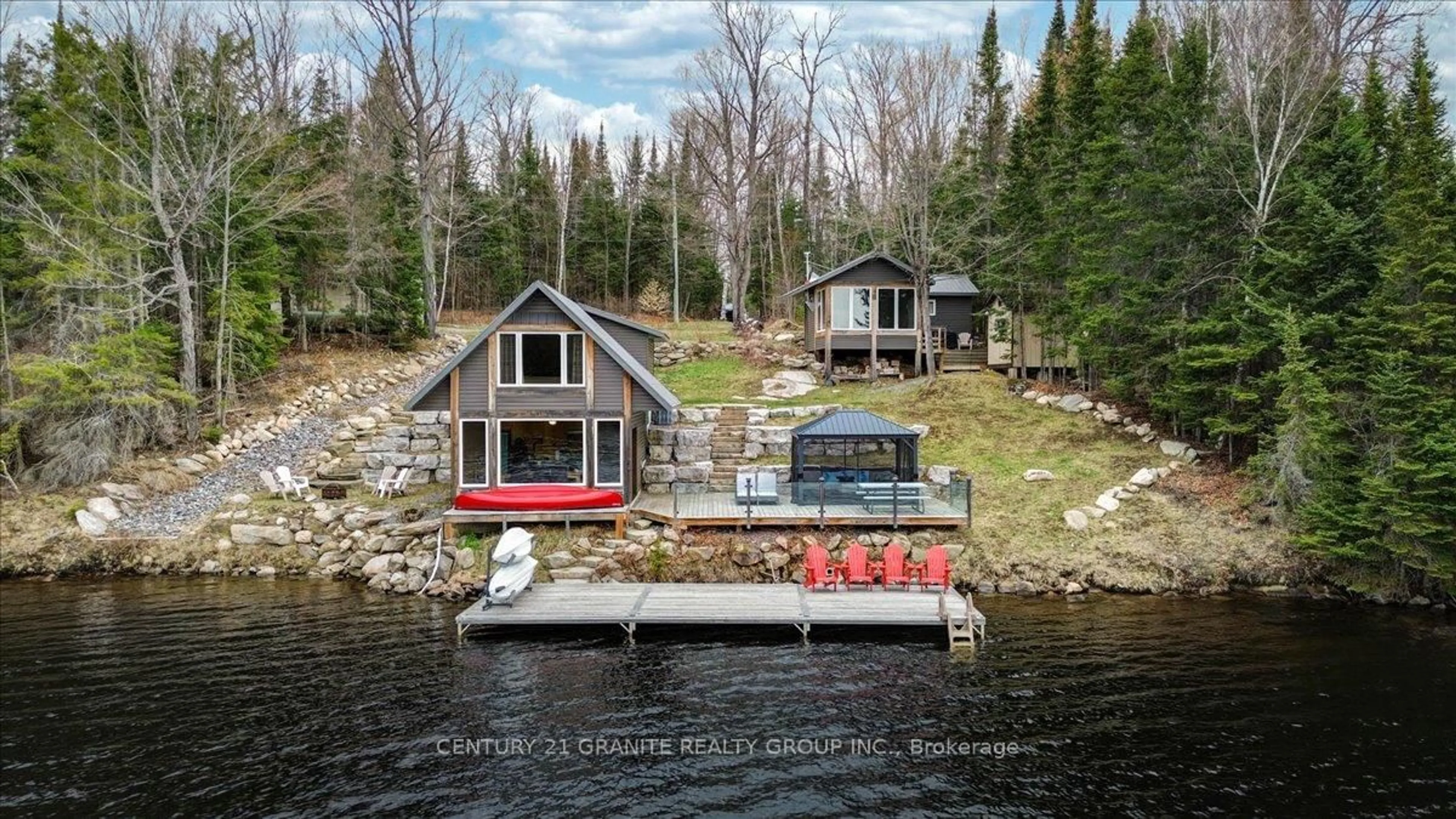 A pic from outside/outdoor area/front of a property/back of a property/a pic from drone, water/lake/river/ocean view for 539B Dog Bay Rd, Maynooth Ontario K0L 2S0
