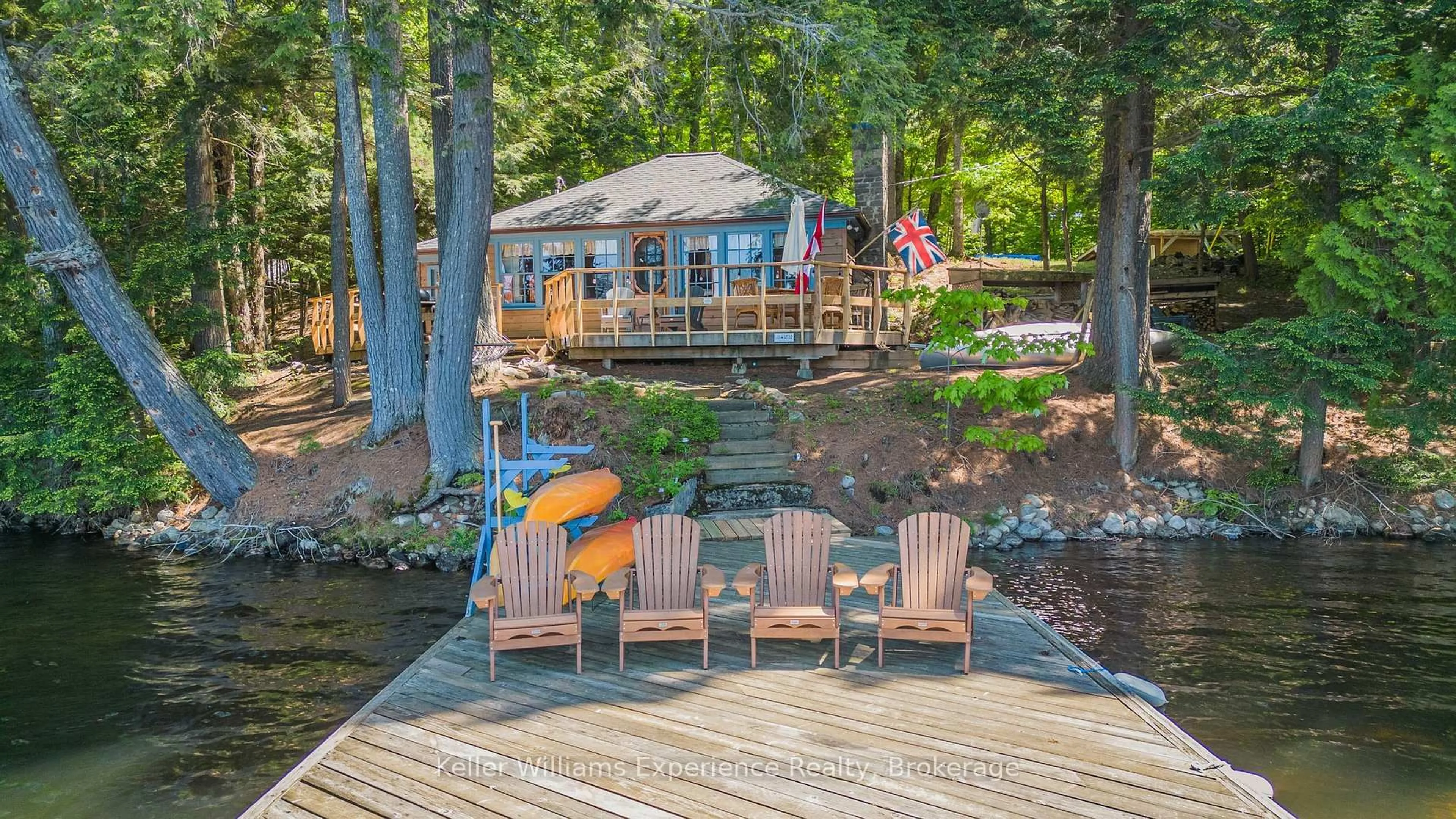 A pic from outside/outdoor area/front of a property/back of a property/a pic from drone, water/lake/river/ocean view for 185 West Waseosa Lake Rd, Huntsville Ontario P1H 2N5