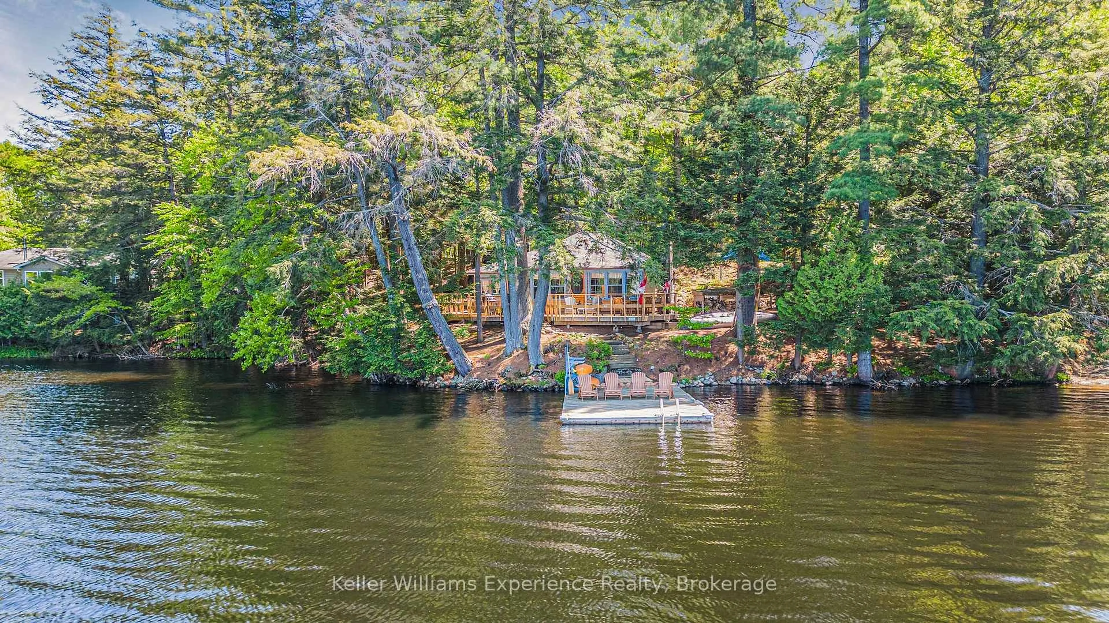 A pic from outside/outdoor area/front of a property/back of a property/a pic from drone, water/lake/river/ocean view for 185 West Waseosa Lake Rd, Huntsville Ontario P1H 2N5