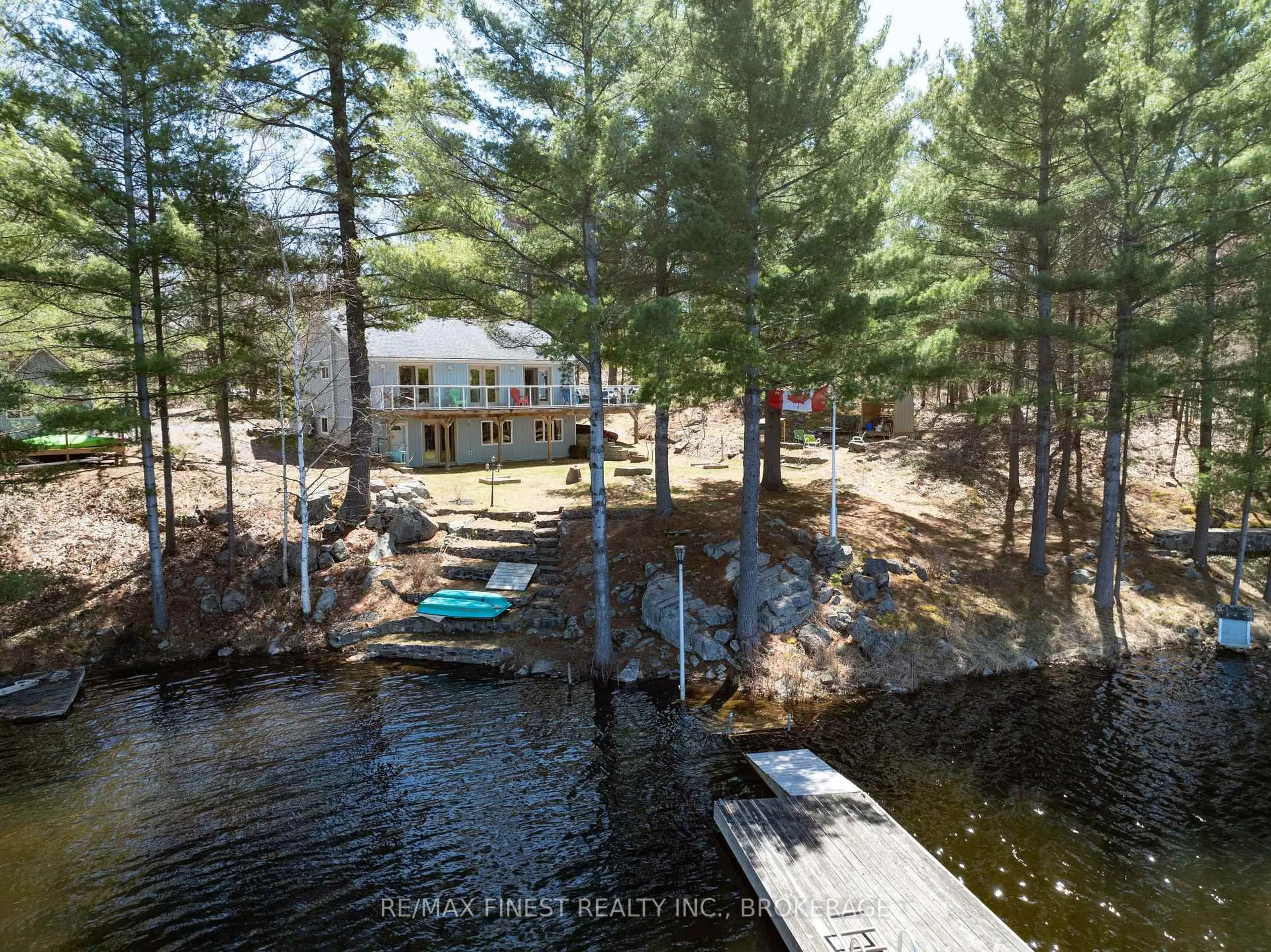 A pic from outside/outdoor area/front of a property/back of a property/a pic from drone, water/lake/river/ocean view for 1395 Fifth Lake Rd, Parham Ontario K0H 2K0