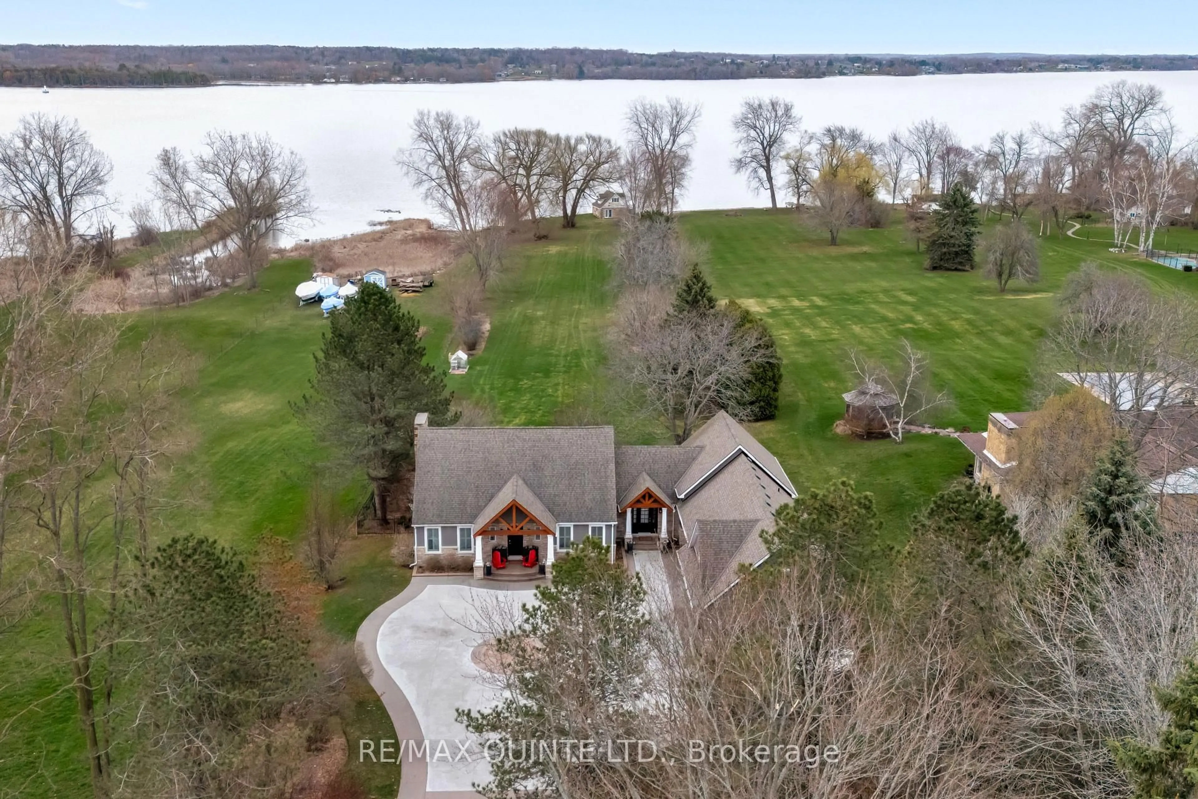 A pic from outside/outdoor area/front of a property/back of a property/a pic from drone, water/lake/river/ocean view for 658 Old Highway 2 N/A, Quinte West Ontario K8V 5P5