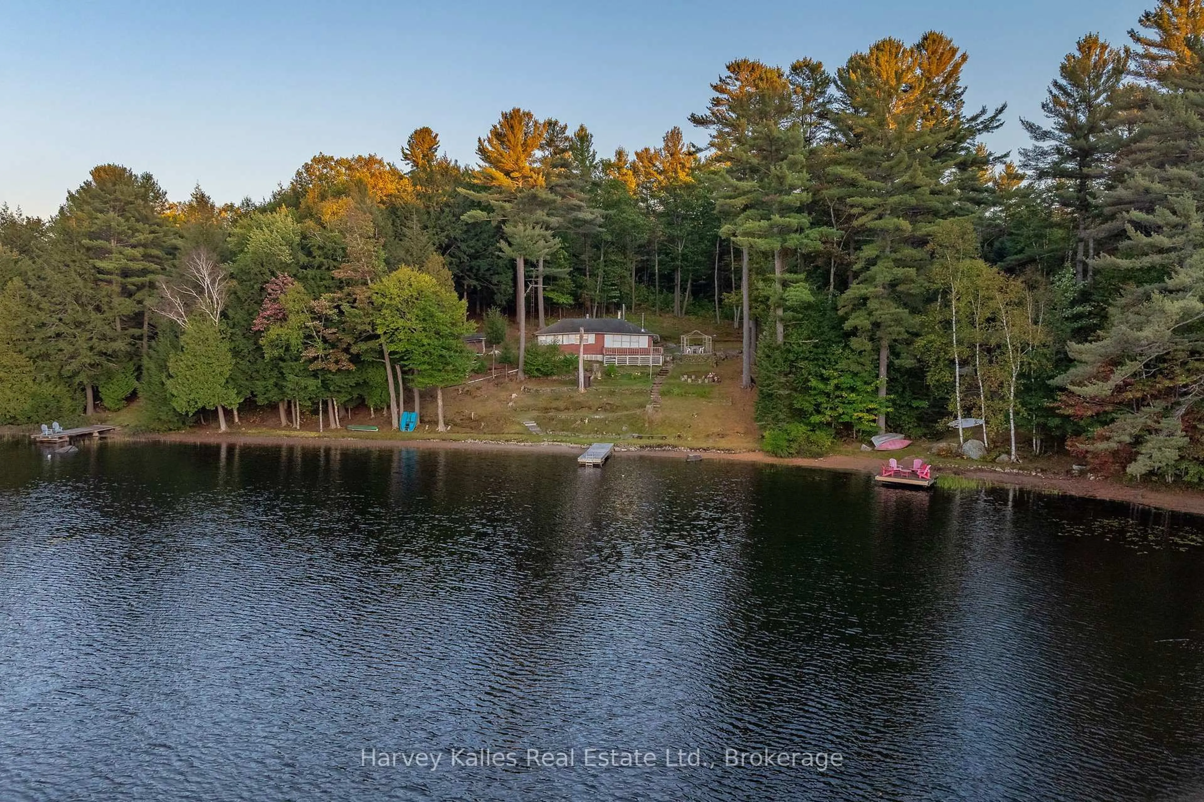 A pic from outside/outdoor area/front of a property/back of a property/a pic from drone, water/lake/river/ocean view for 1028 South Tooke Lake Rd ##2, Lake of Bays Ontario P0B 1A0