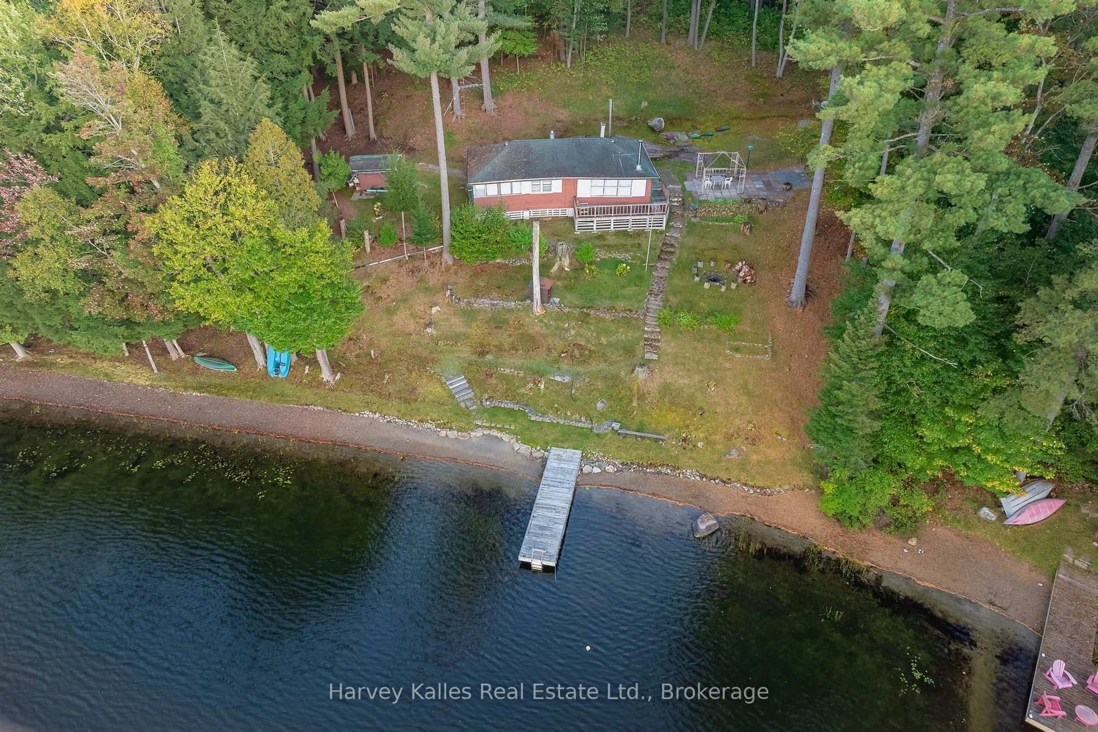 A pic from outside/outdoor area/front of a property/back of a property/a pic from drone, water/lake/river/ocean view for 1028 South Tooke Lake Rd ##2, Lake of Bays Ontario P0B 1A0