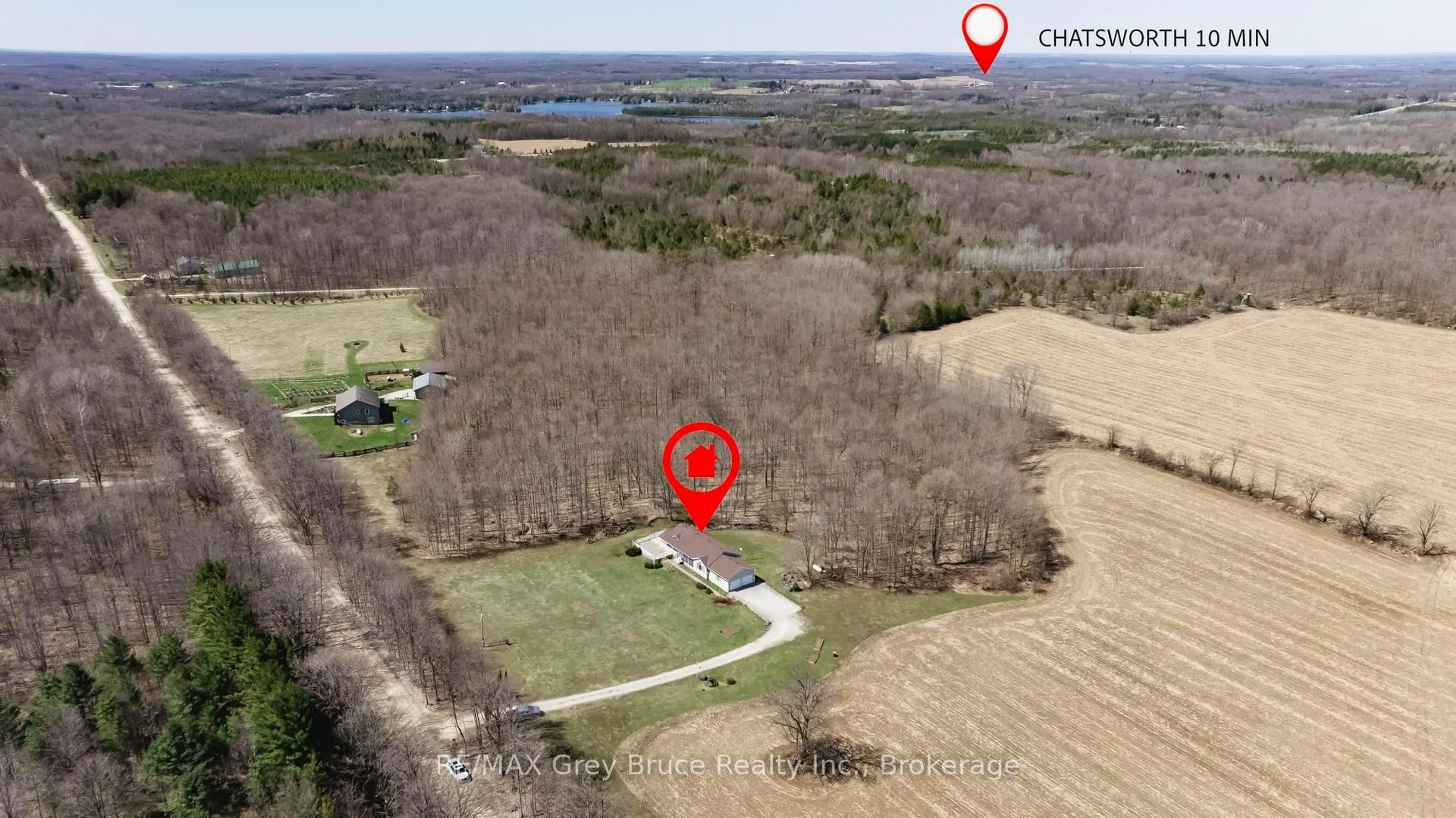 A pic from outside/outdoor area/front of a property/back of a property/a pic from drone, water/lake/river/ocean view for 720291 20 Sdrd, Chatsworth Ontario N0H 1R0