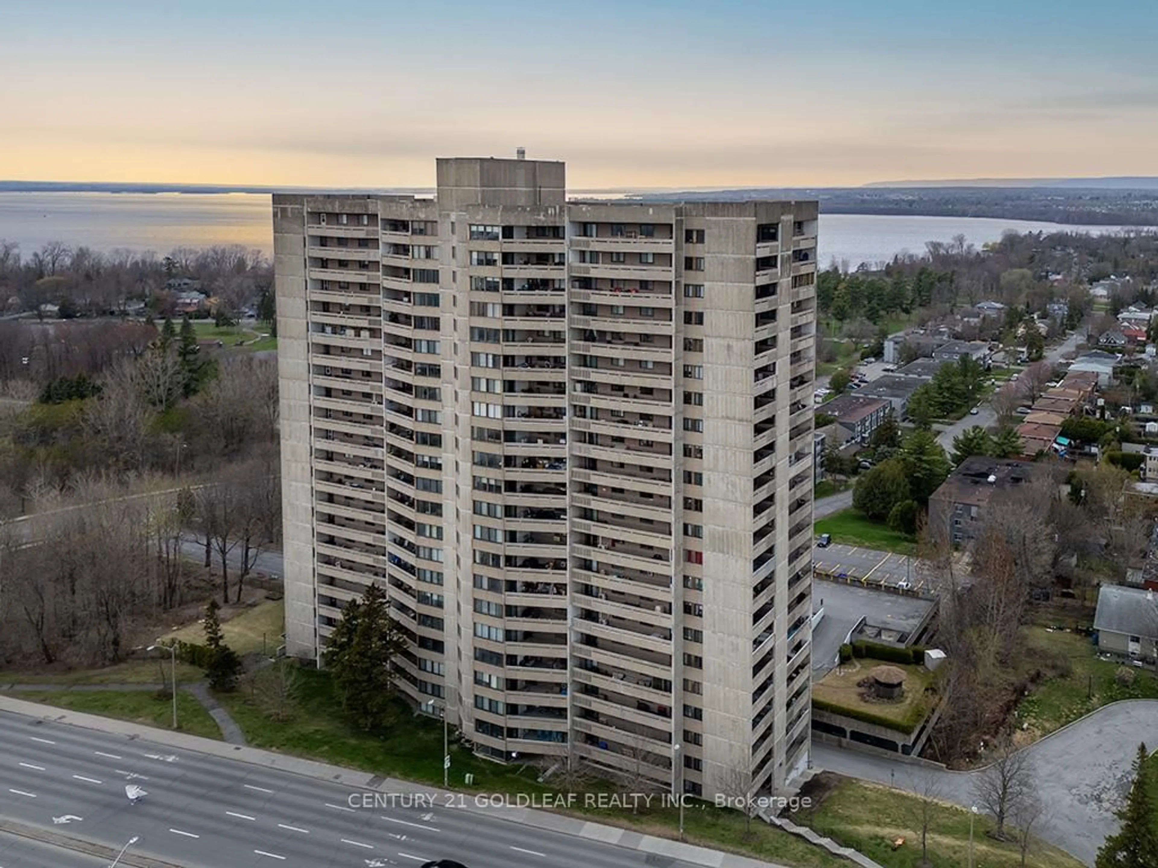 A pic from outside/outdoor area/front of a property/back of a property/a pic from drone, city buildings view from balcony for 415 Greenview Ave #501, Ottawa Ontario K2B 8G5