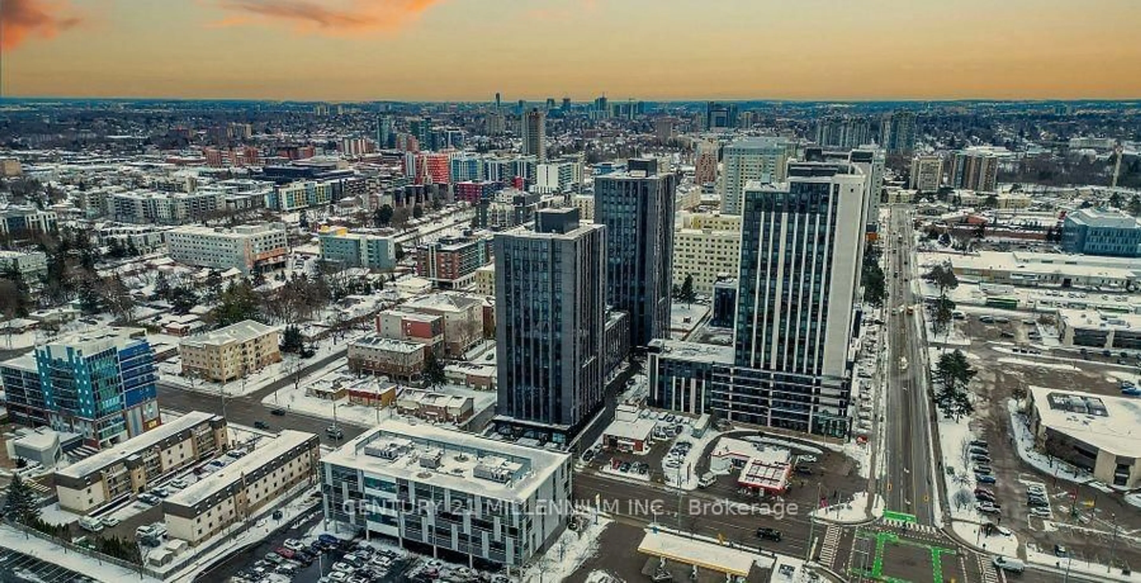 A pic from outside/outdoor area/front of a property/back of a property/a pic from drone, city buildings view from balcony for 145 Columbia St #1408, Waterloo Ontario N2L 3L2