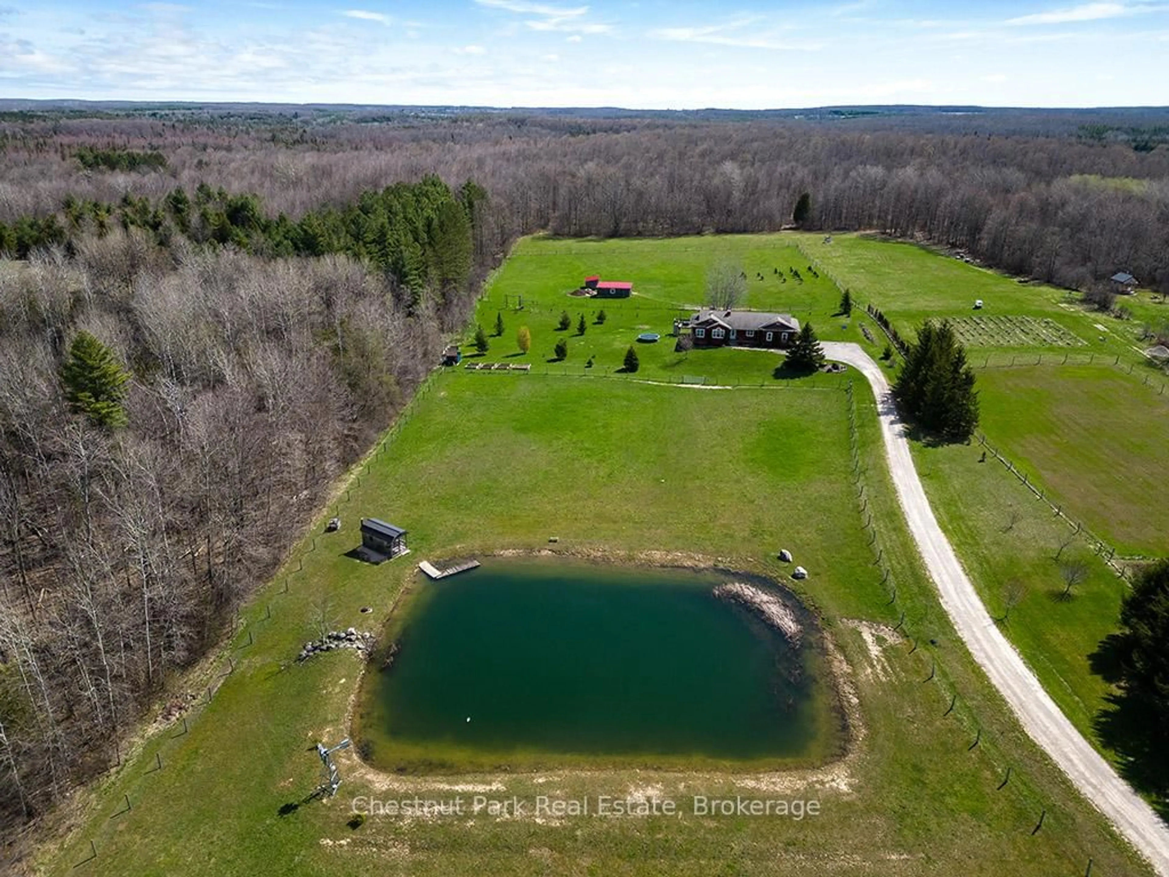 A pic from outside/outdoor area/front of a property/back of a property/a pic from drone, water/lake/river/ocean view for 596481 Concession 10 N/A, Chatsworth Ontario N0H 1R0