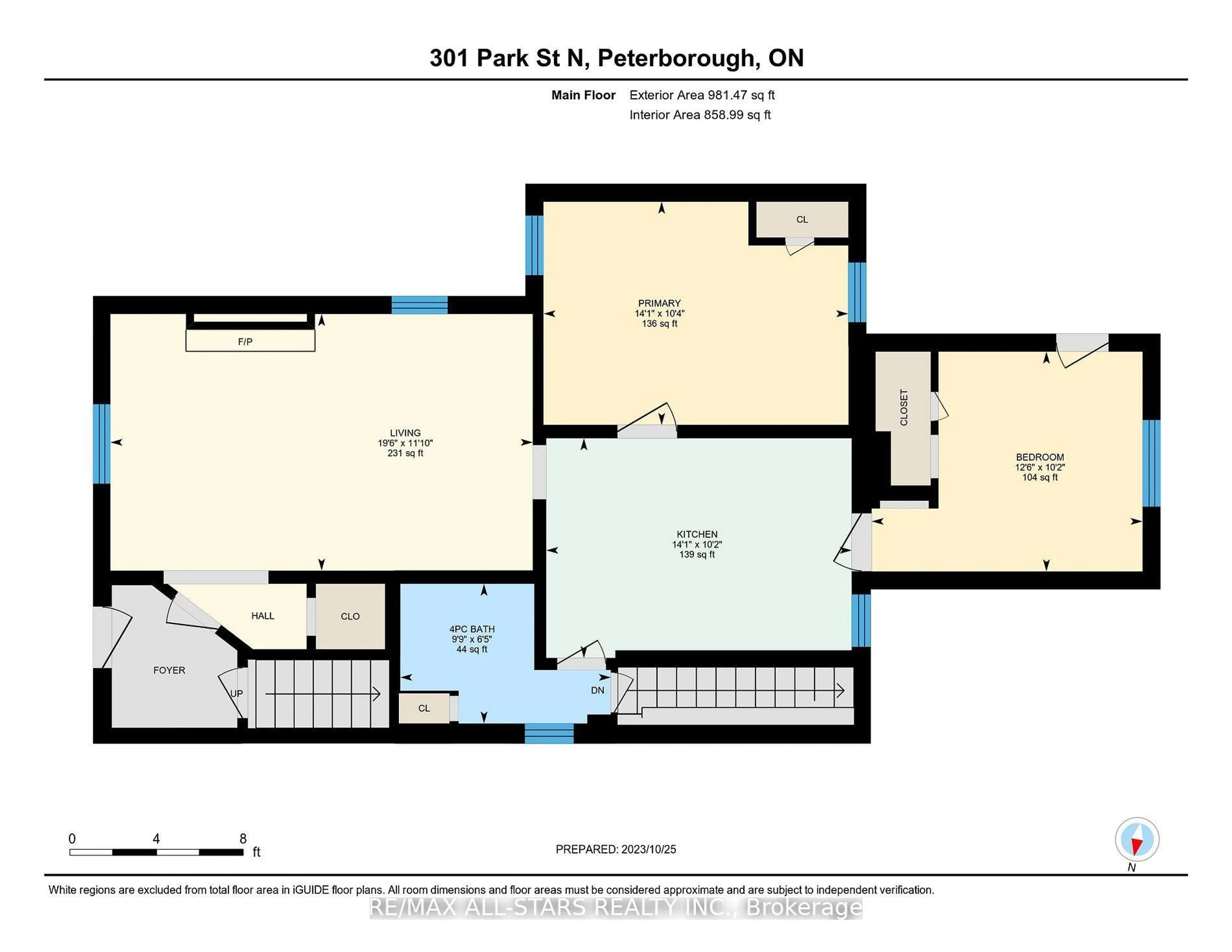Floor plan for 301 Park St, Peterborough Central Ontario K9J 3W6