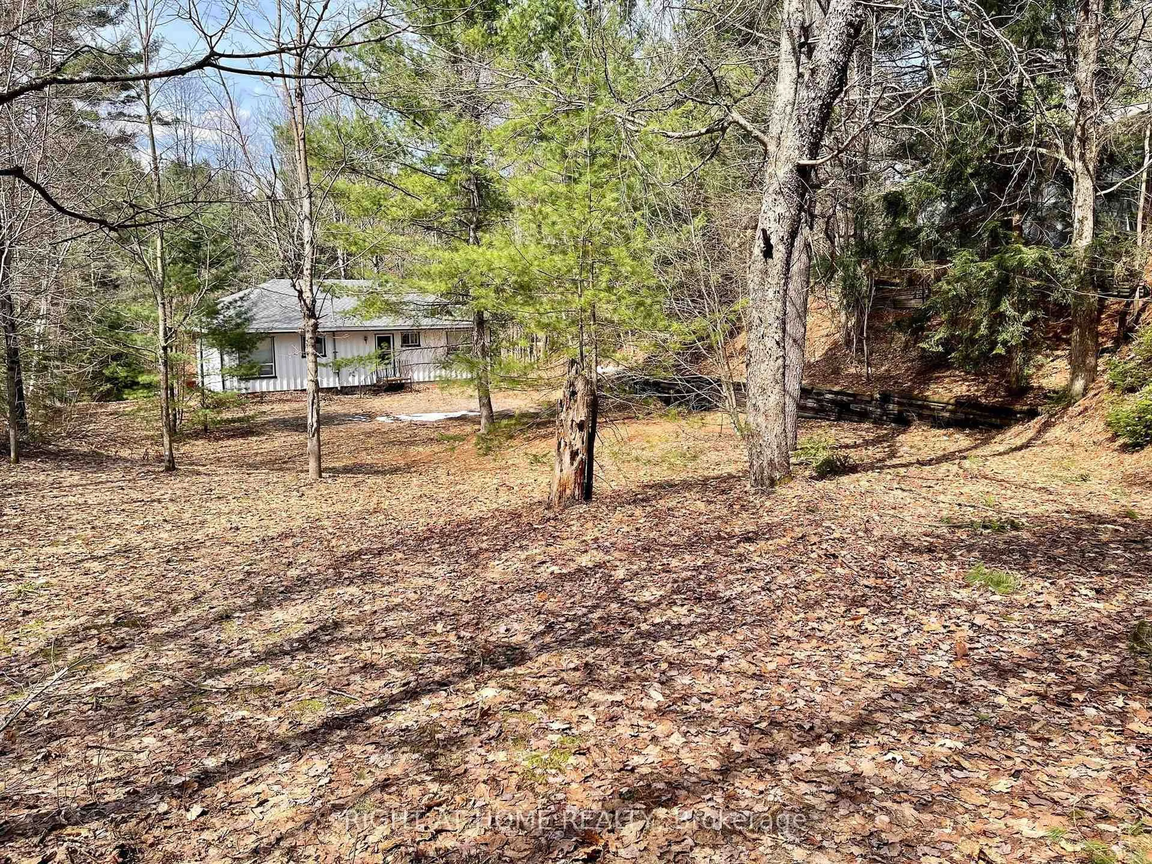 A pic from outside/outdoor area/front of a property/back of a property/a pic from drone, forest/trees view for 1114 River Haven Rd, Bracebridge Ontario P1L 1X1
