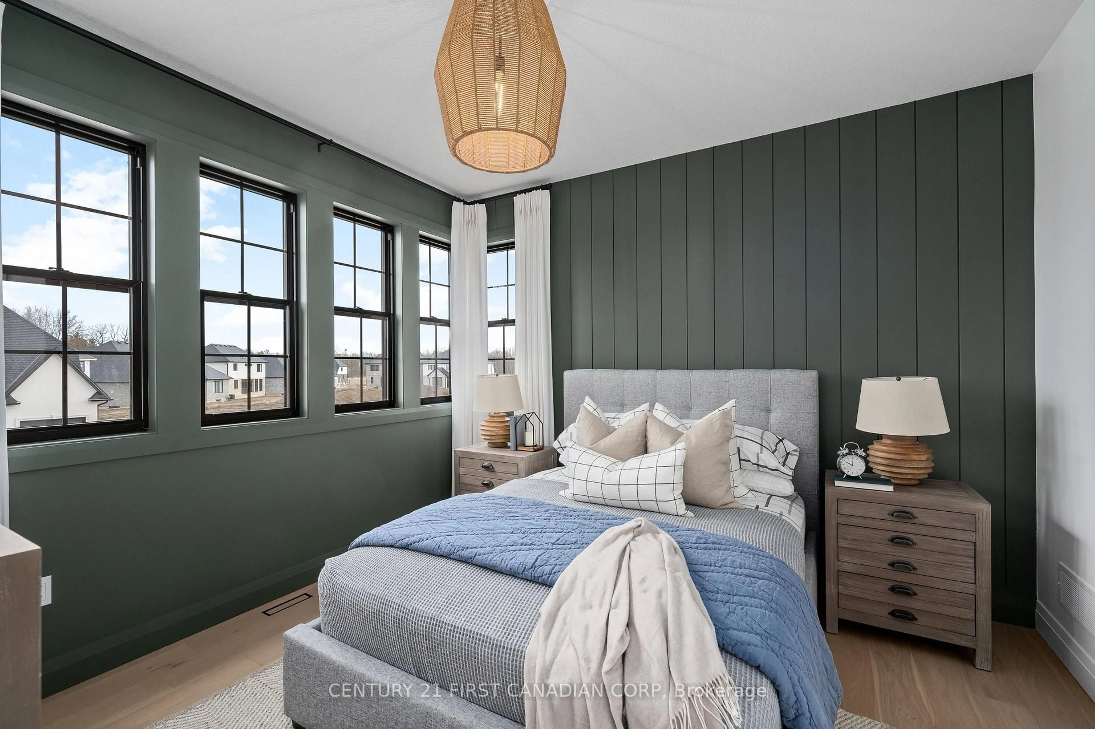 Bedroom with bed, wood/laminate floor for 204 FOXBOROUGH Pl, Thames Centre Ontario N0M 2P0