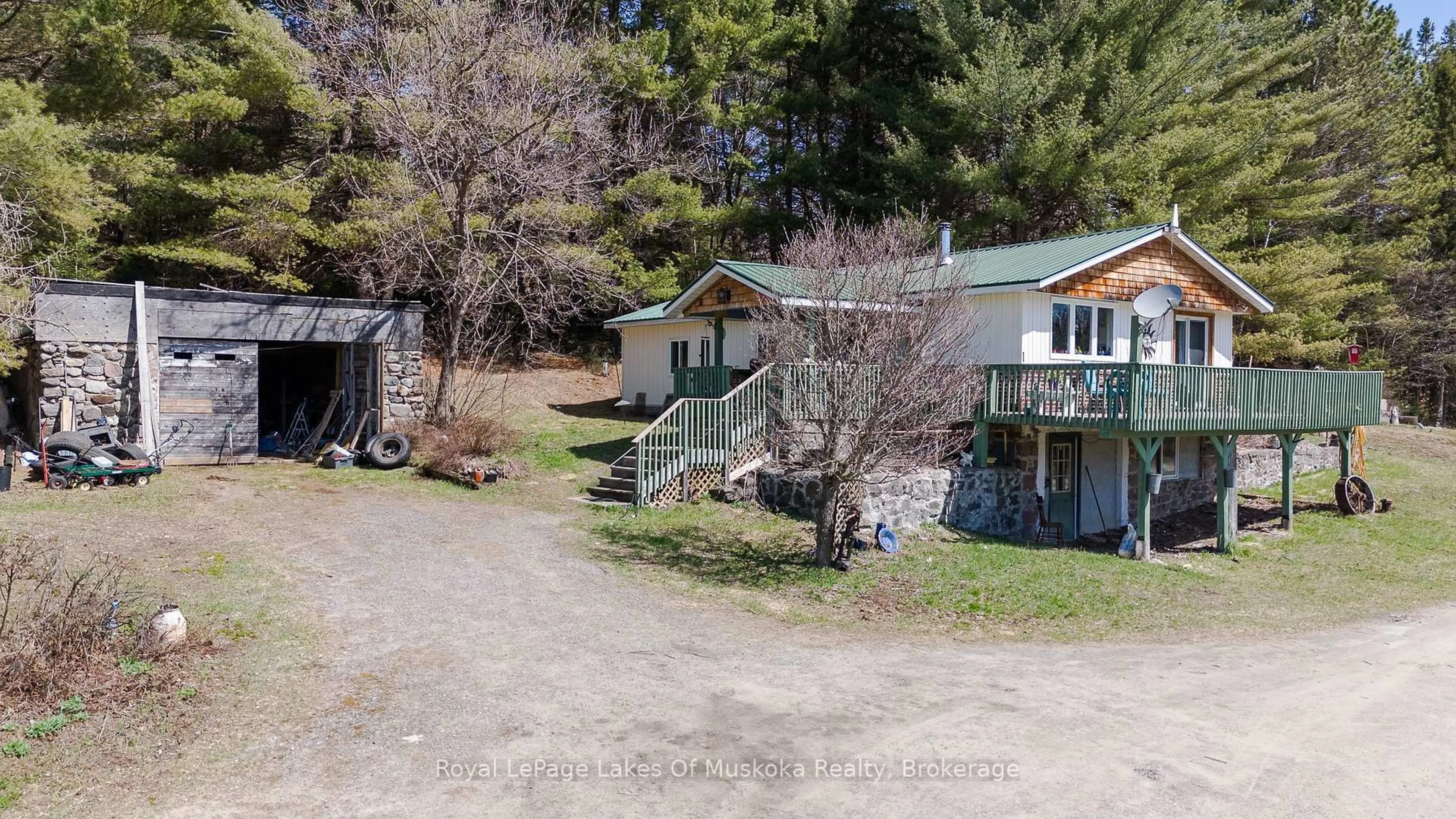 A pic from outside/outdoor area/front of a property/back of a property/a pic from drone, water/lake/river/ocean view for 404 Stisted Rd, Ryerson Ontario P0A 1C0
