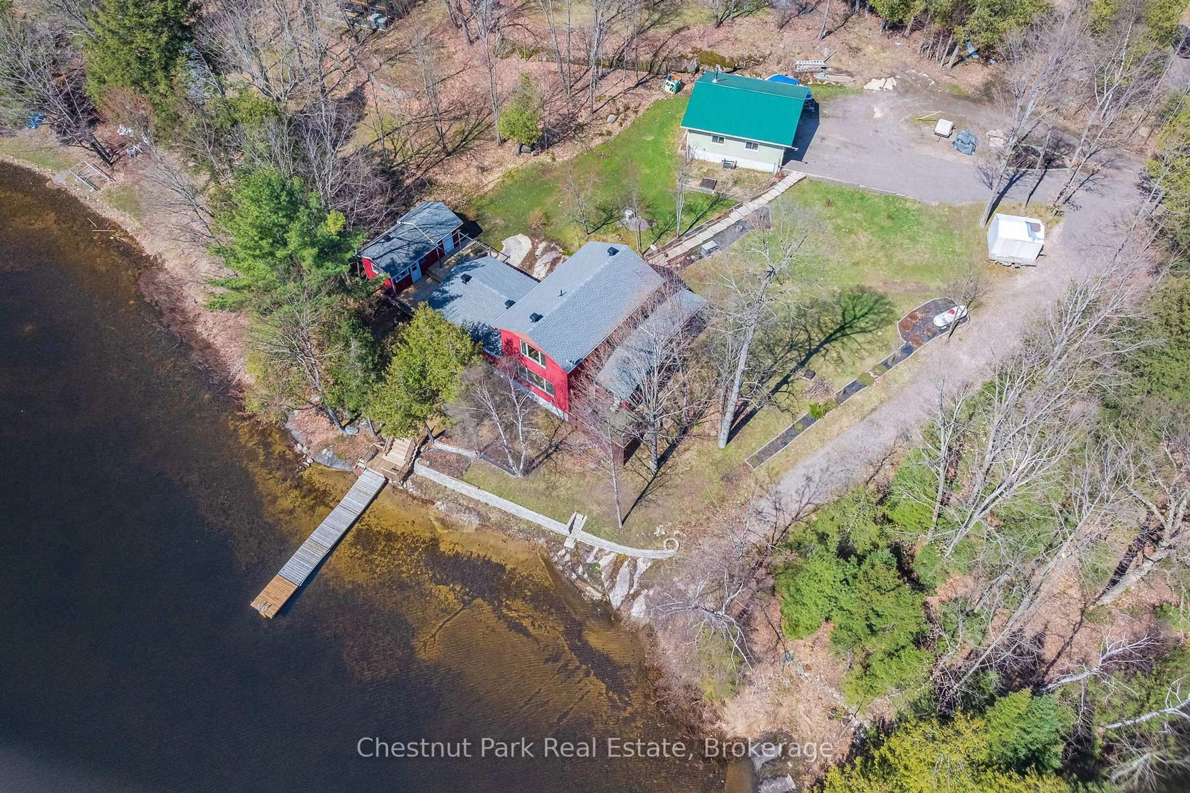 A pic from outside/outdoor area/front of a property/back of a property/a pic from drone, water/lake/river/ocean view for 17 SUNRISE Lane, Nipissing Ontario P0H 1Z0