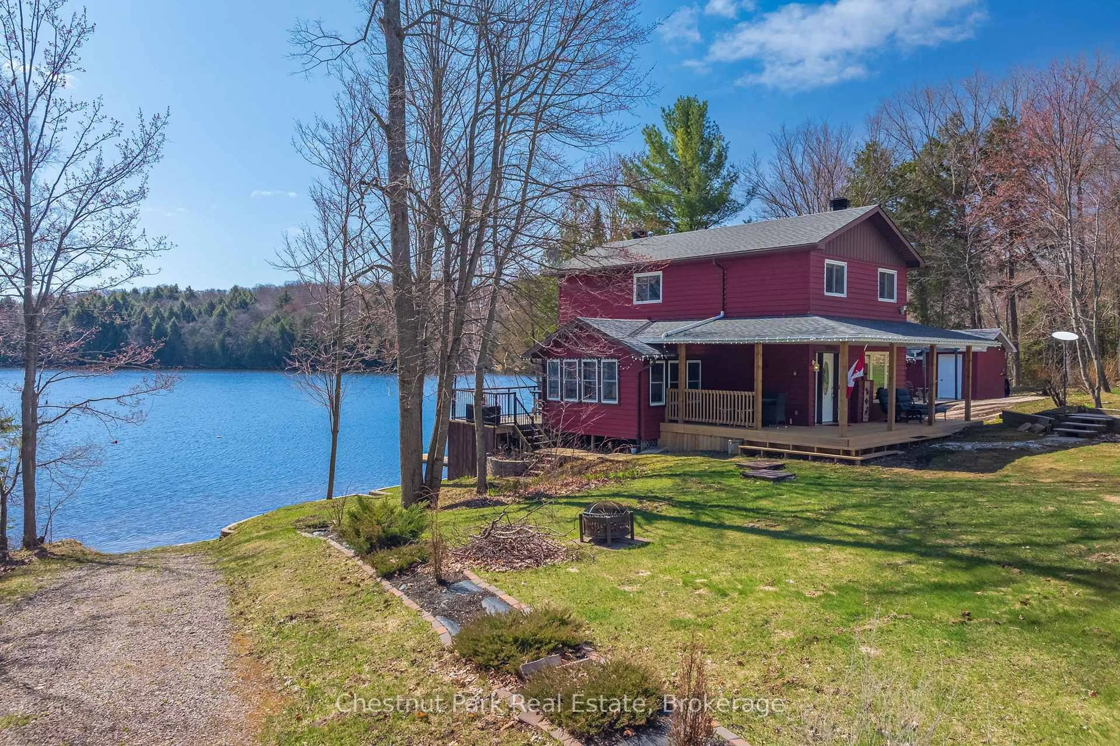 A pic from outside/outdoor area/front of a property/back of a property/a pic from drone, water/lake/river/ocean view for 17 SUNRISE Lane, Nipissing Ontario P0H 1Z0