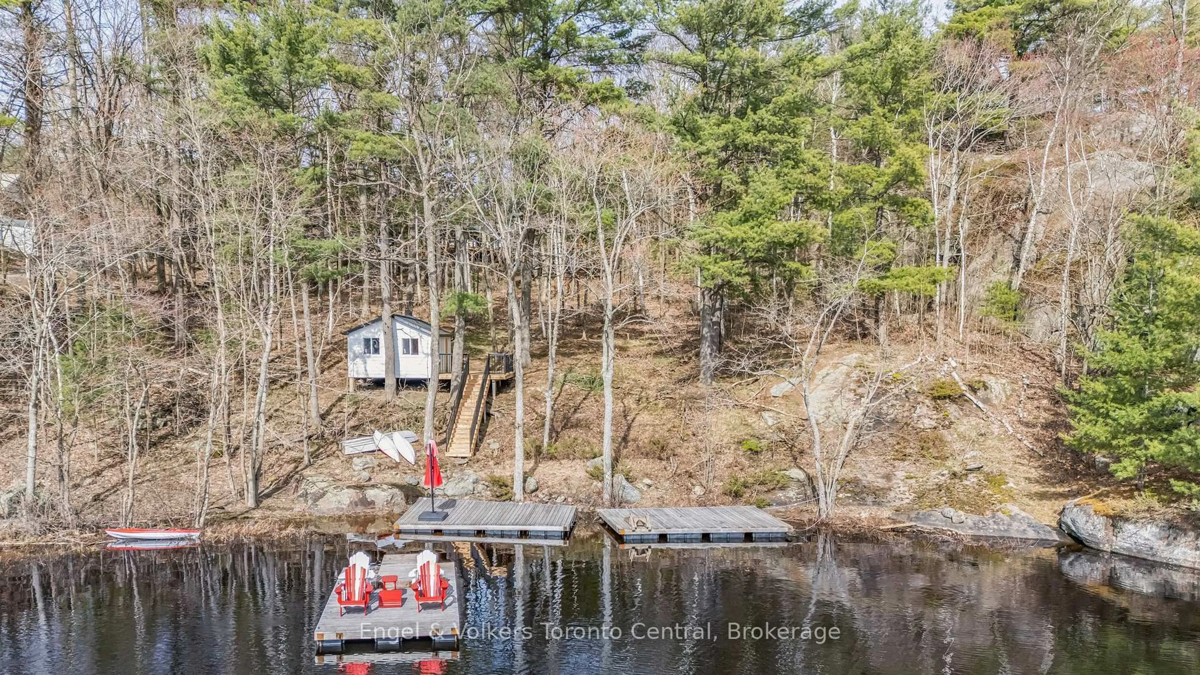A pic from outside/outdoor area/front of a property/back of a property/a pic from drone, water/lake/river/ocean view for 2481 Falkenburg Rd, Muskoka Lakes Ontario P0B 1J0