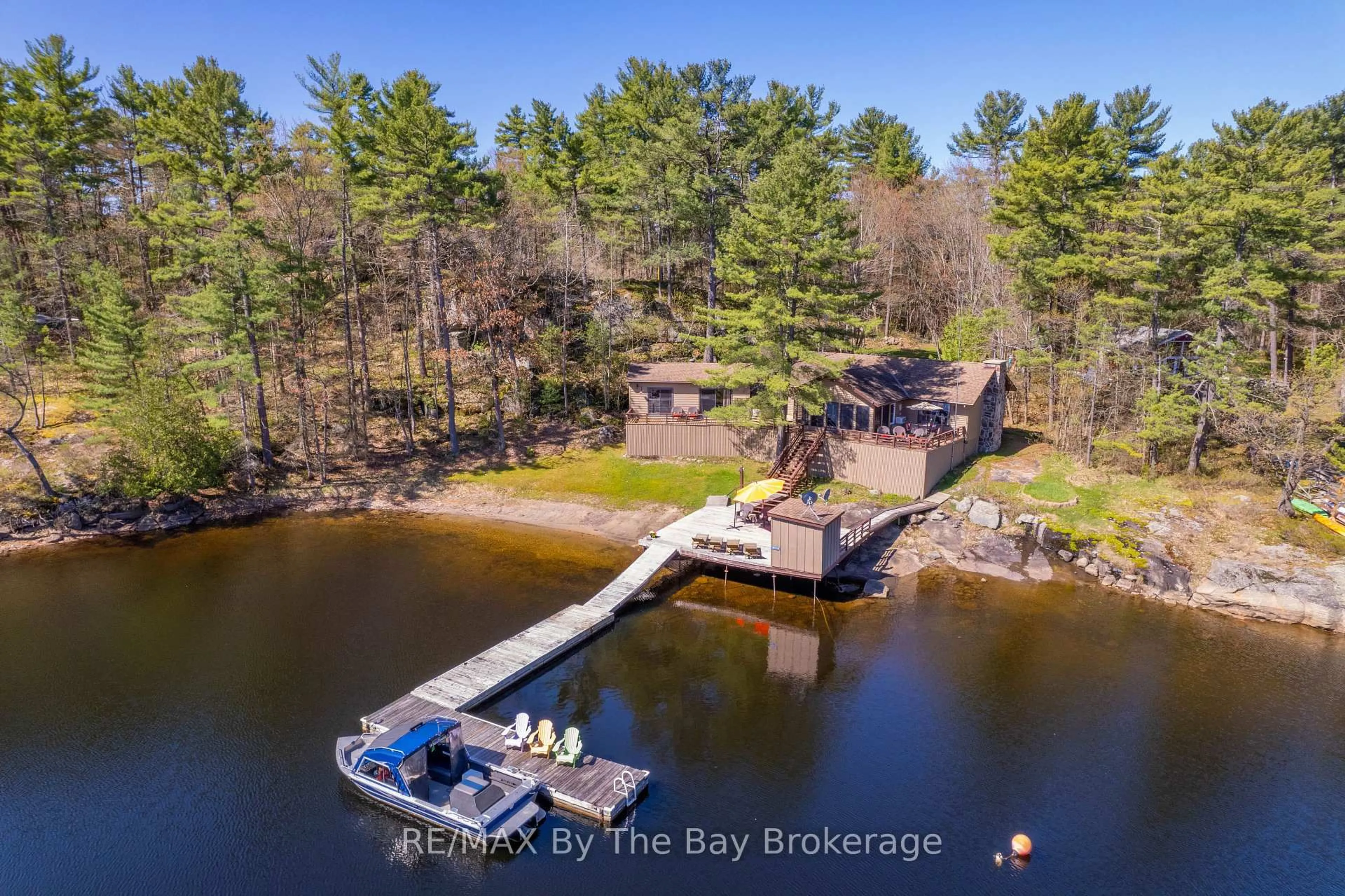 A pic from outside/outdoor area/front of a property/back of a property/a pic from drone, water/lake/river/ocean view for 18030 Georgian Bay Shr N/A, Georgian Bay Ontario P0E 1E0