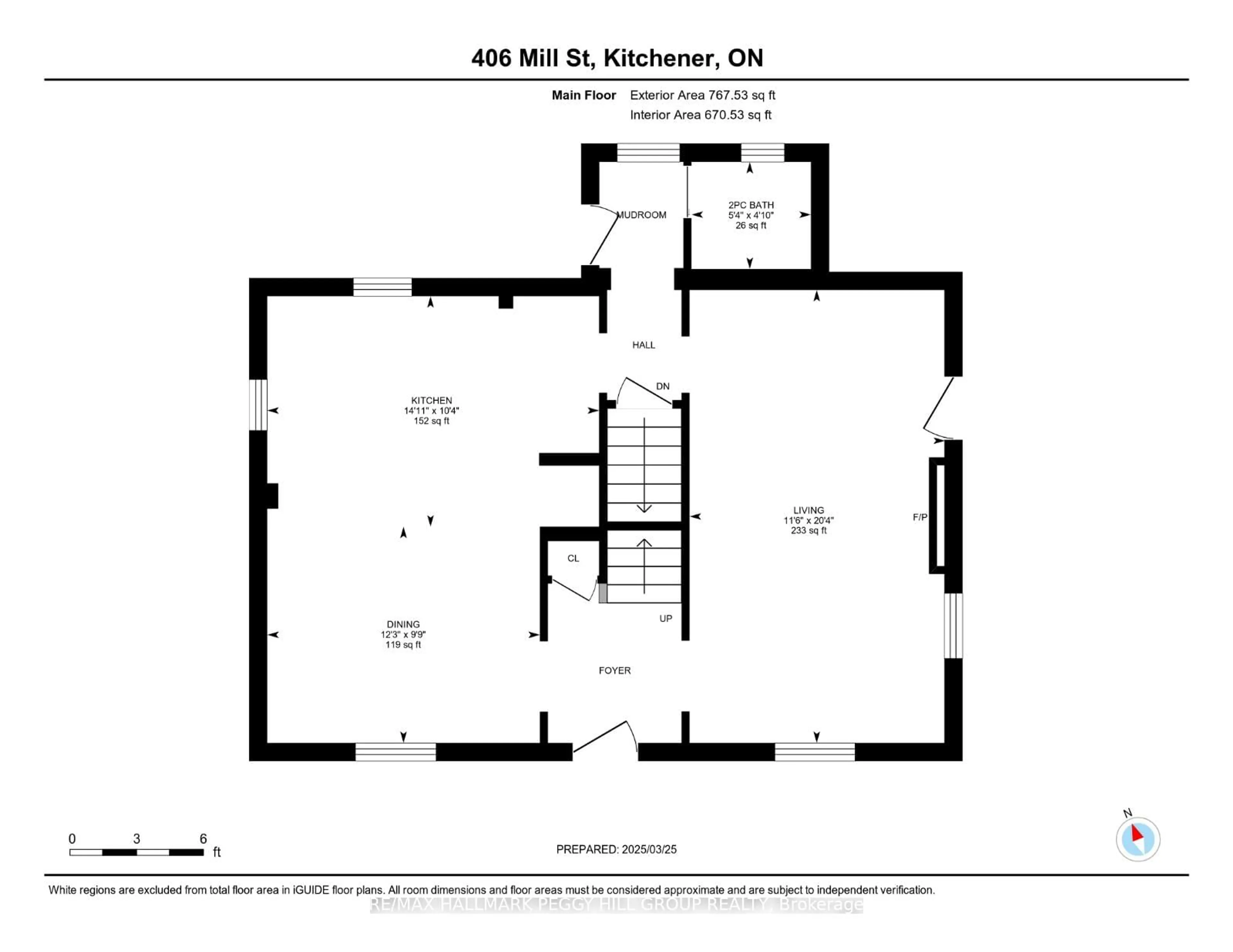 Floor plan for 406 Mill St, Kitchener Ontario N2M 3R7