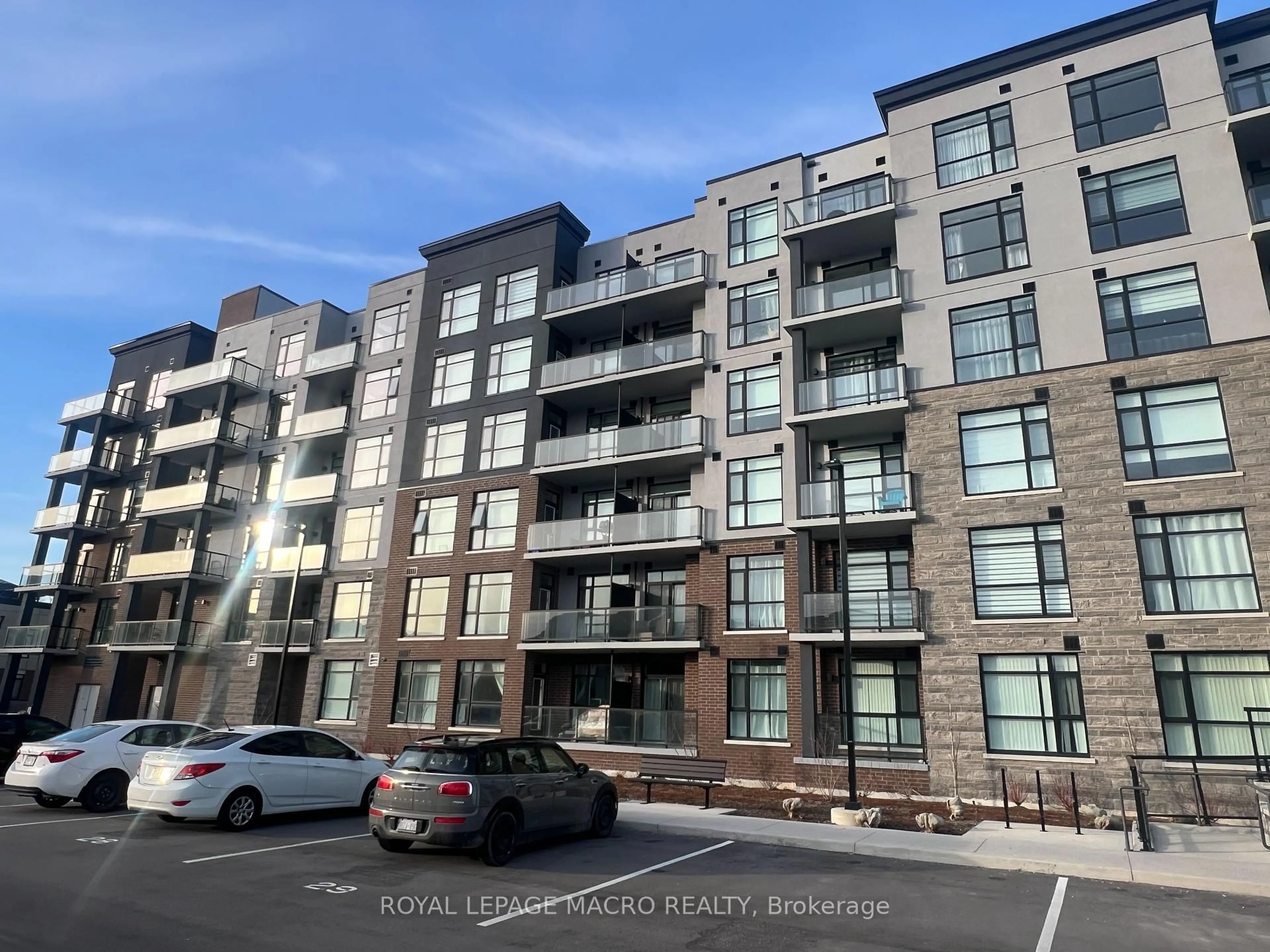 A pic from outside/outdoor area/front of a property/back of a property/a pic from drone, city buildings view from balcony for 600 North Service Rd ##210, Hamilton Ontario L8E 5A7