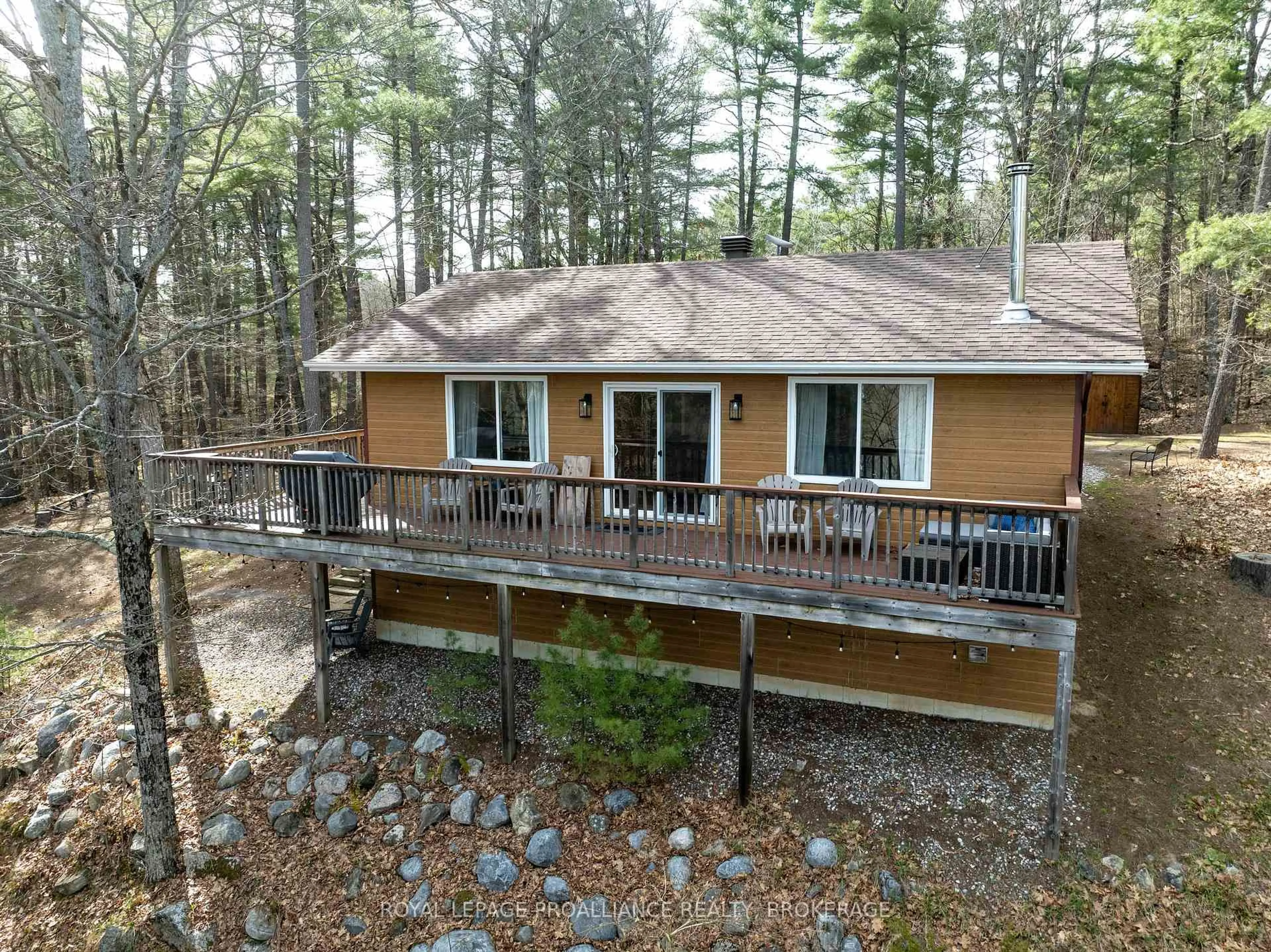A pic from outside/outdoor area/front of a property/back of a property/a pic from drone, forest/trees view for 267 Pine Lane, Maberly Ontario K0H 2B0