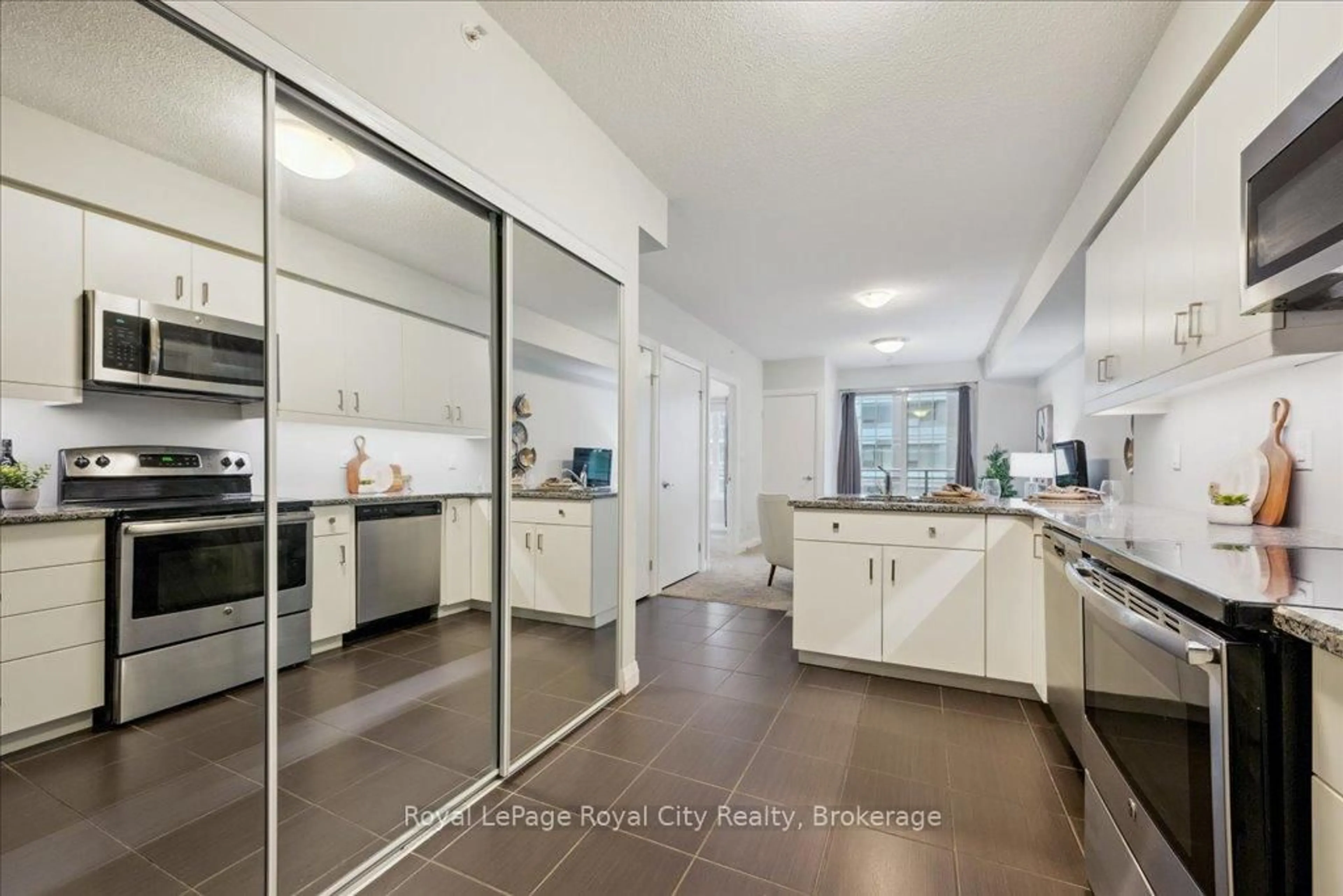 Open concept kitchen, ceramic/tile floor for 53 Arthur St #503, Guelph Ontario N1E 5K4
