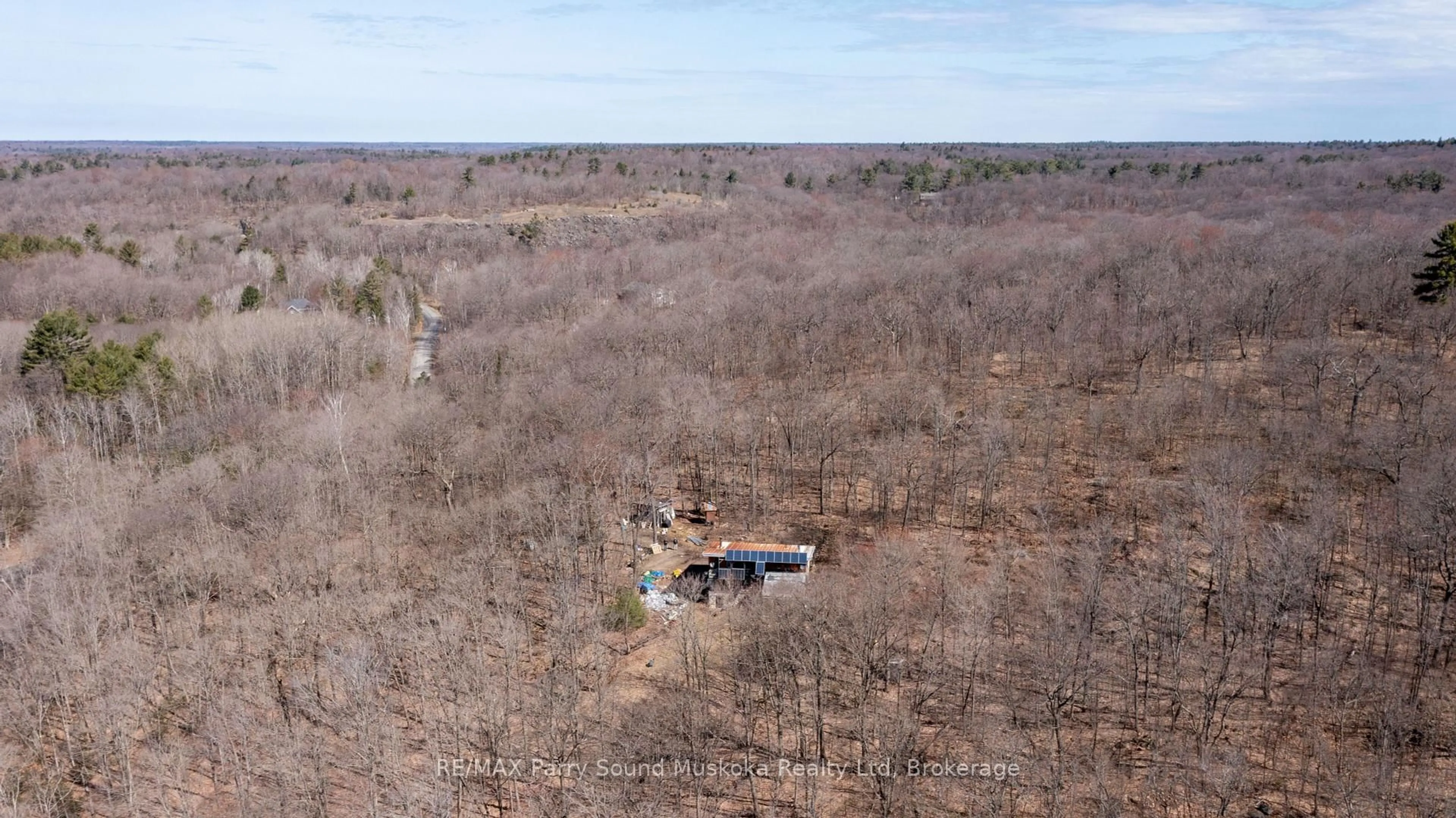 A pic from outside/outdoor area/front of a property/back of a property/a pic from drone, forest/trees view for 36 McNaught's Rd, Seguin Ontario P2A 0B2