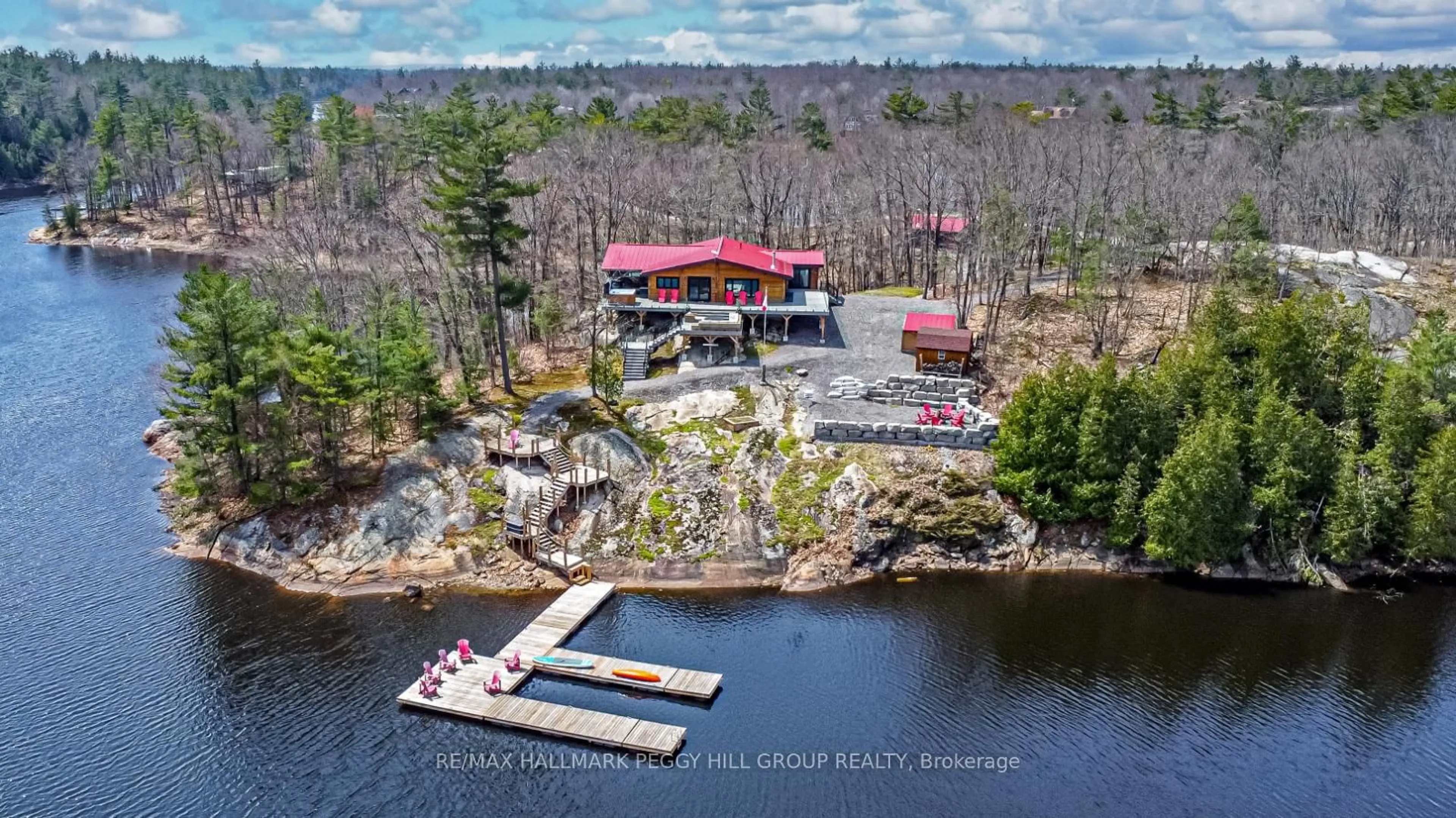 A pic from outside/outdoor area/front of a property/back of a property/a pic from drone, water/lake/river/ocean view for 83 Walkway Rd, Georgian Bay Ontario L0K 1S0