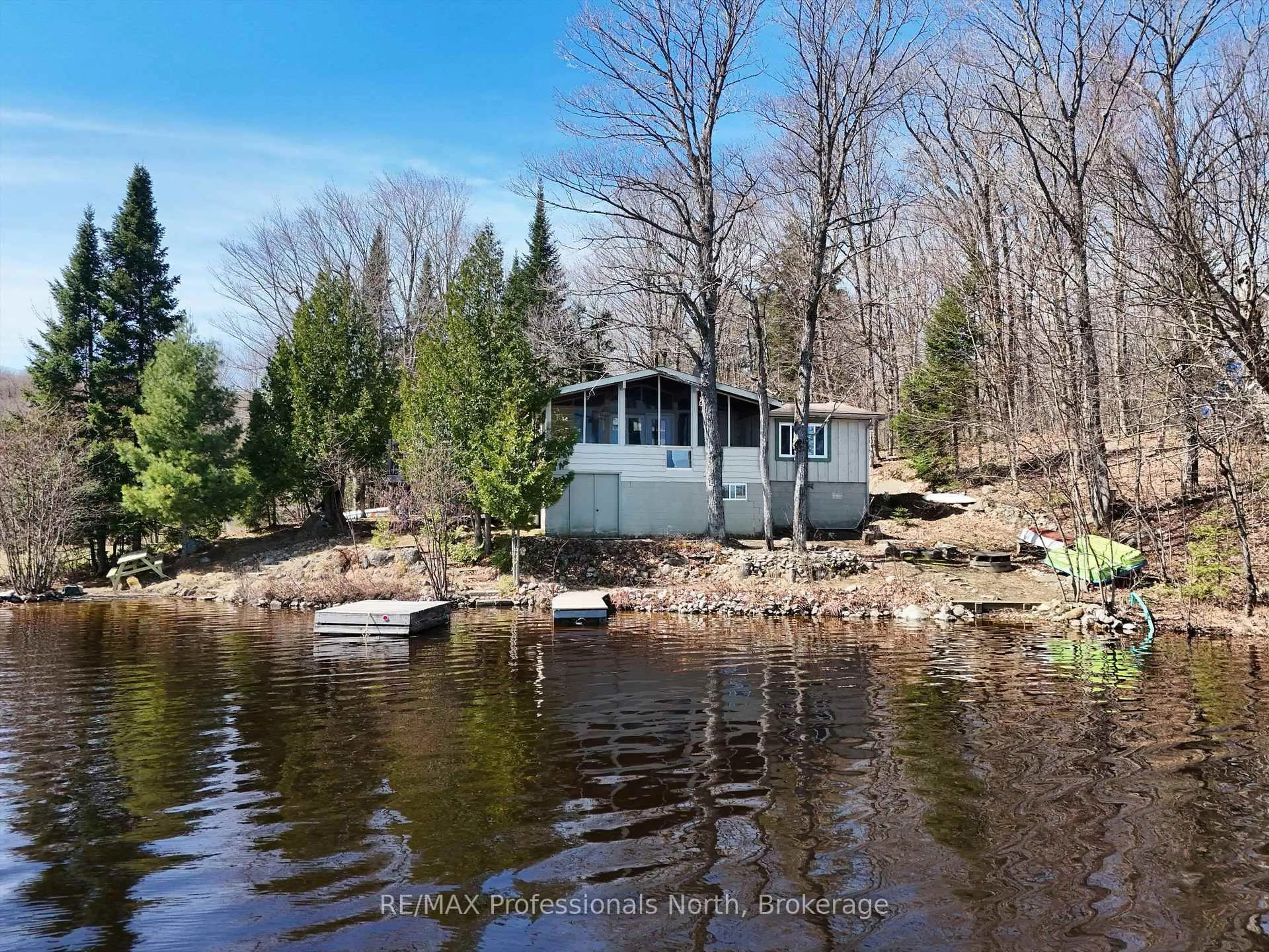A pic from outside/outdoor area/front of a property/back of a property/a pic from drone, water/lake/river/ocean view for 299 Sherwood Dr, Perry Ontario P0A 1J0
