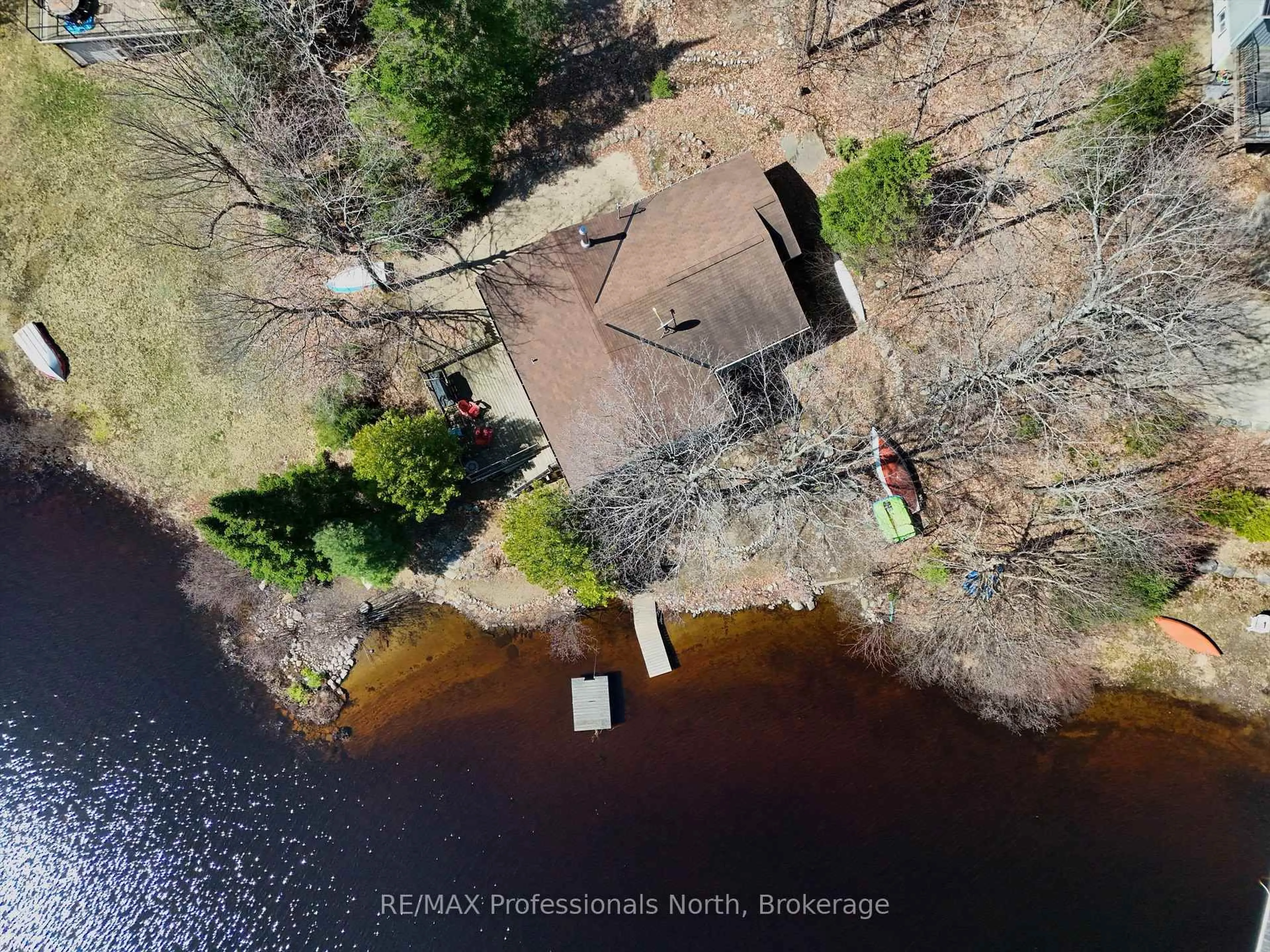 A pic from outside/outdoor area/front of a property/back of a property/a pic from drone, water/lake/river/ocean view for 299 Sherwood Dr, Perry Ontario P0A 1J0