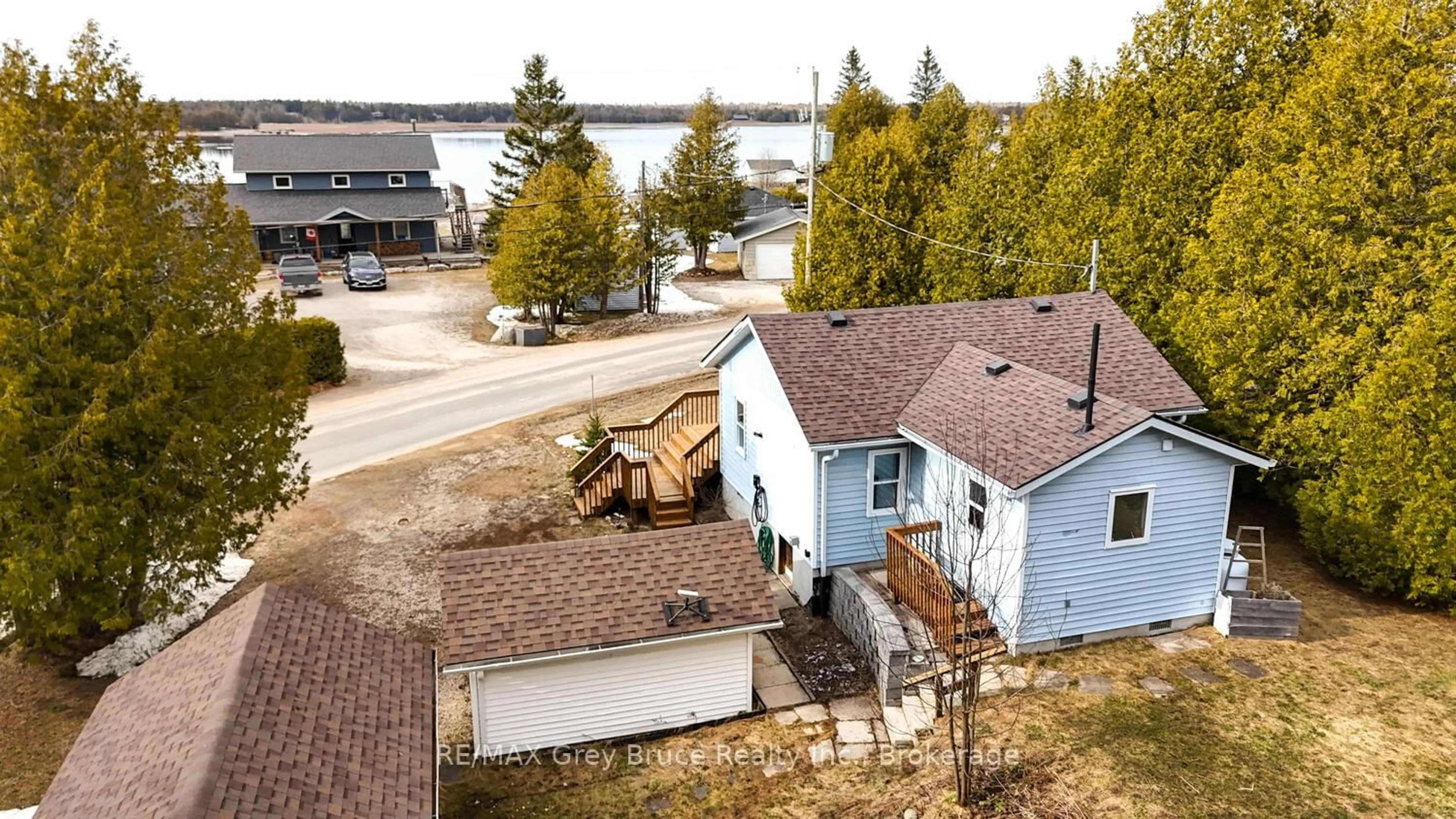 A pic from outside/outdoor area/front of a property/back of a property/a pic from drone, water/lake/river/ocean view for 861 Pike Bay Rd, Northern Bruce Peninsula Ontario N0H 2T0