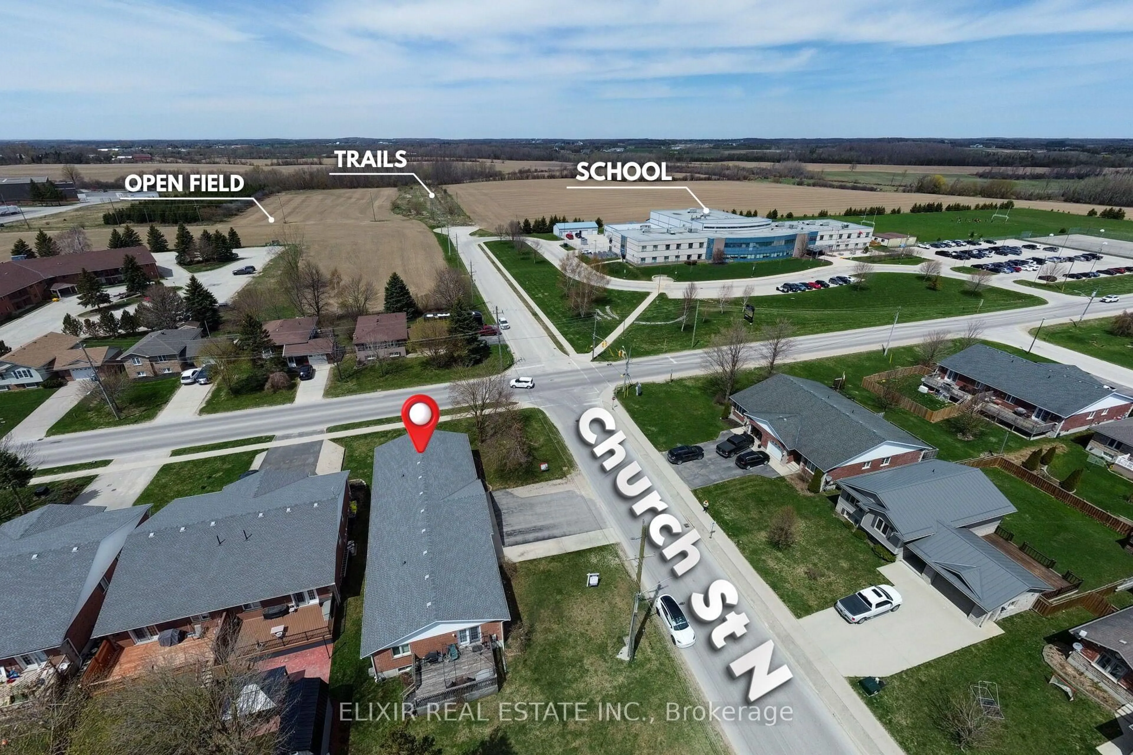 A pic from outside/outdoor area/front of a property/back of a property/a pic from drone, street for 399 Church St, Wellington North Ontario N0G 2L2