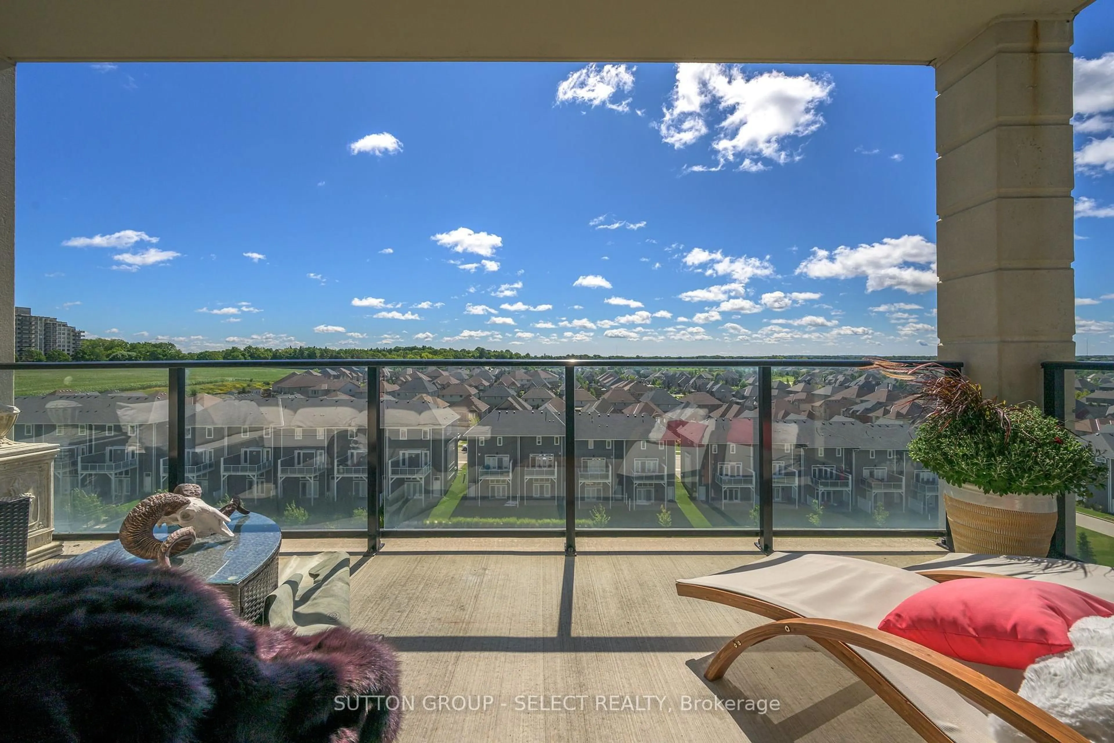 Balcony in the apartment, water/lake/river/ocean view for 240 Villagewalk Blvd #810, London North Ontario N6G 0P6