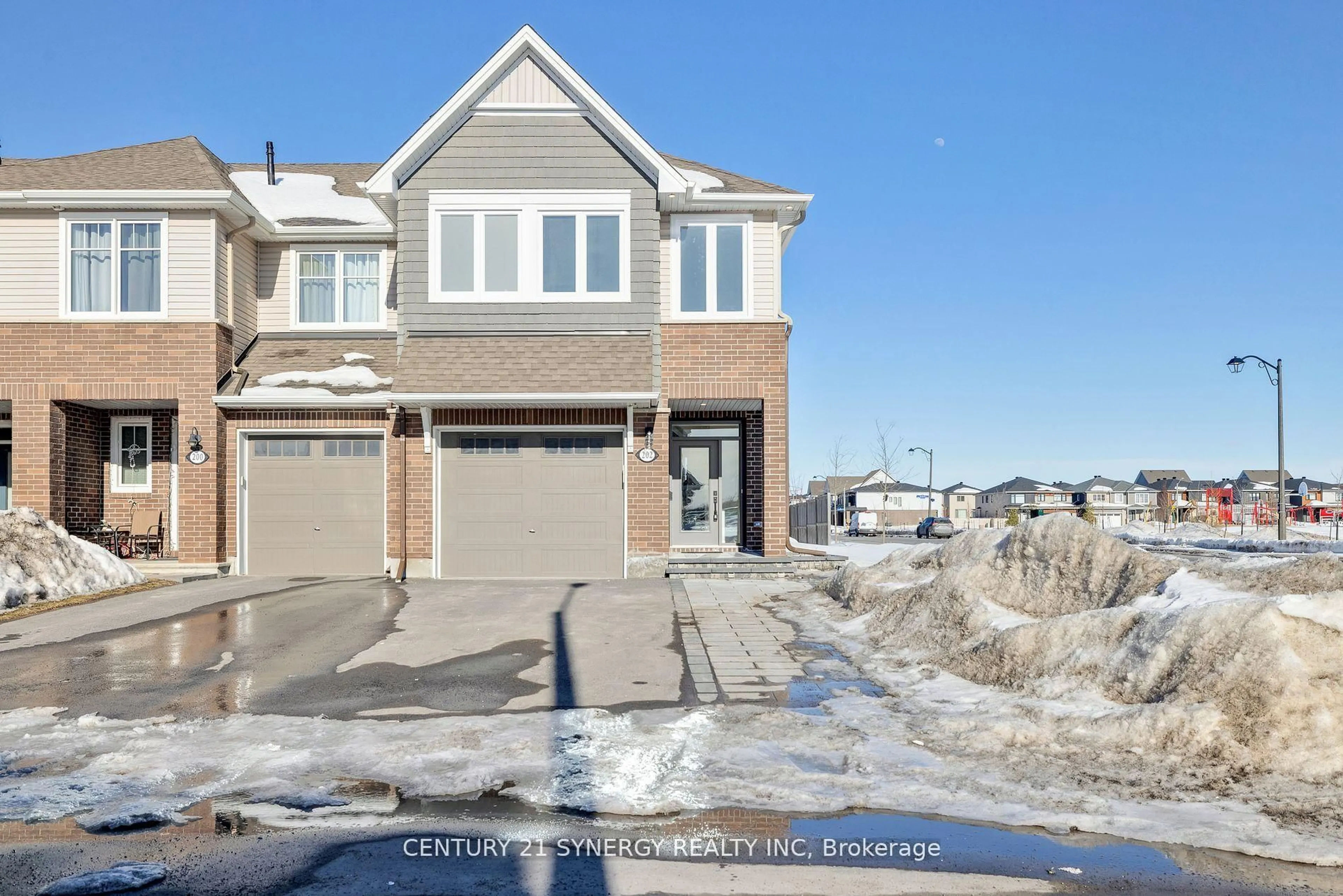 Home with brick exterior material, street for 202 Angelonia Cres, Ottawa Ontario K1T 0Y4