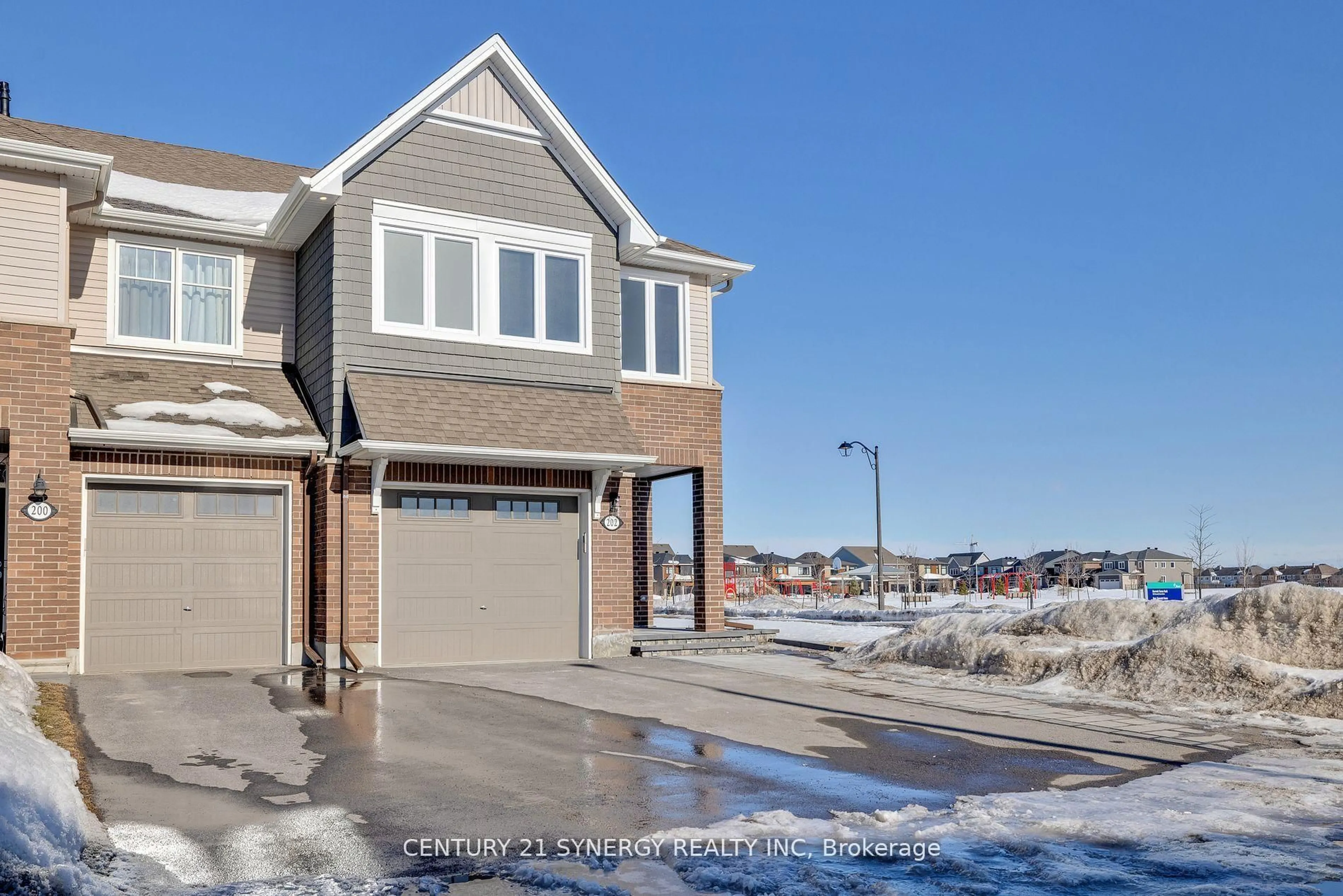 Home with brick exterior material, street for 202 Angelonia Cres, Ottawa Ontario K1T 0Y4