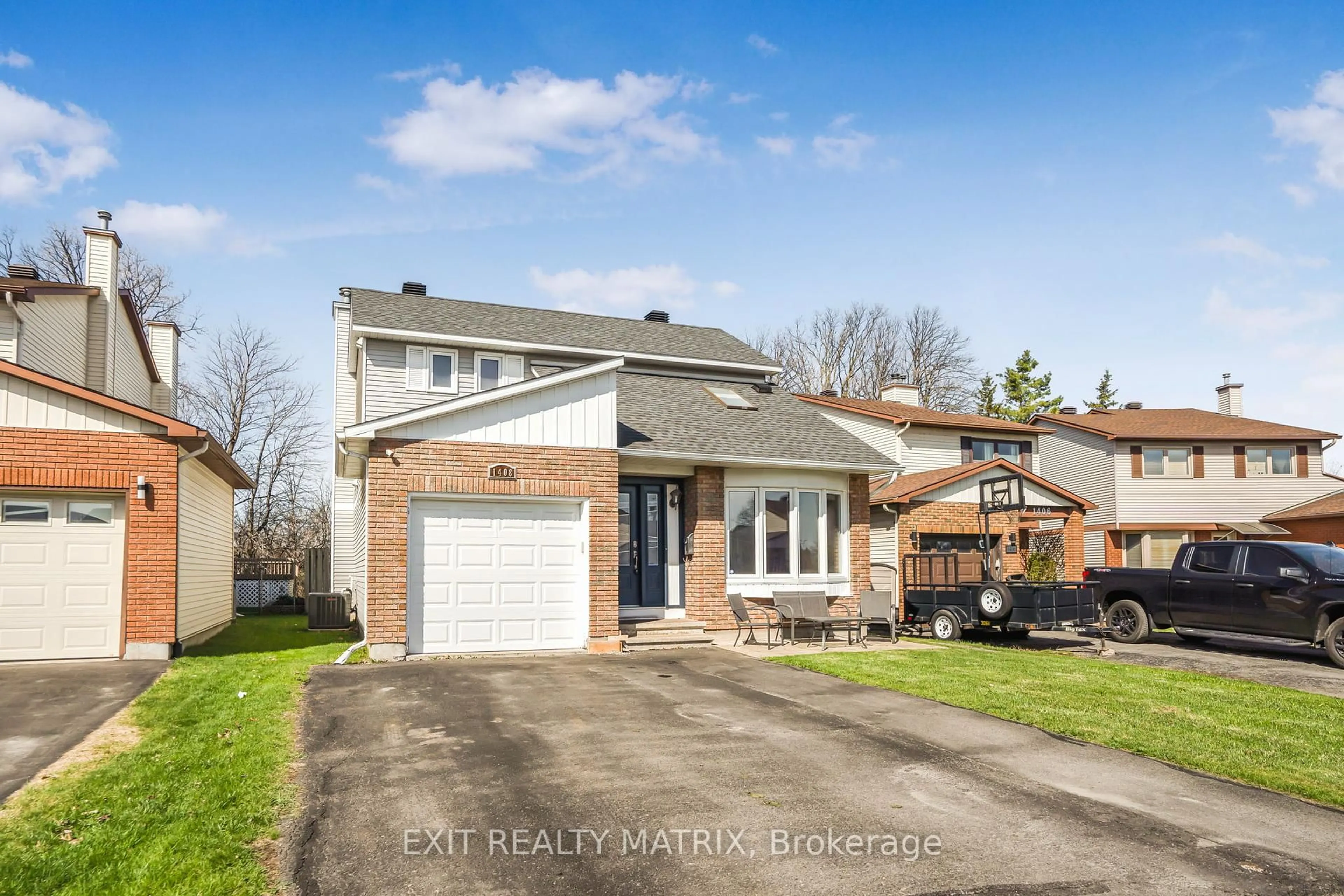Home with brick exterior material, street for 1408 Eastcliffe Way, Gloucester Ontario K1B 5H6