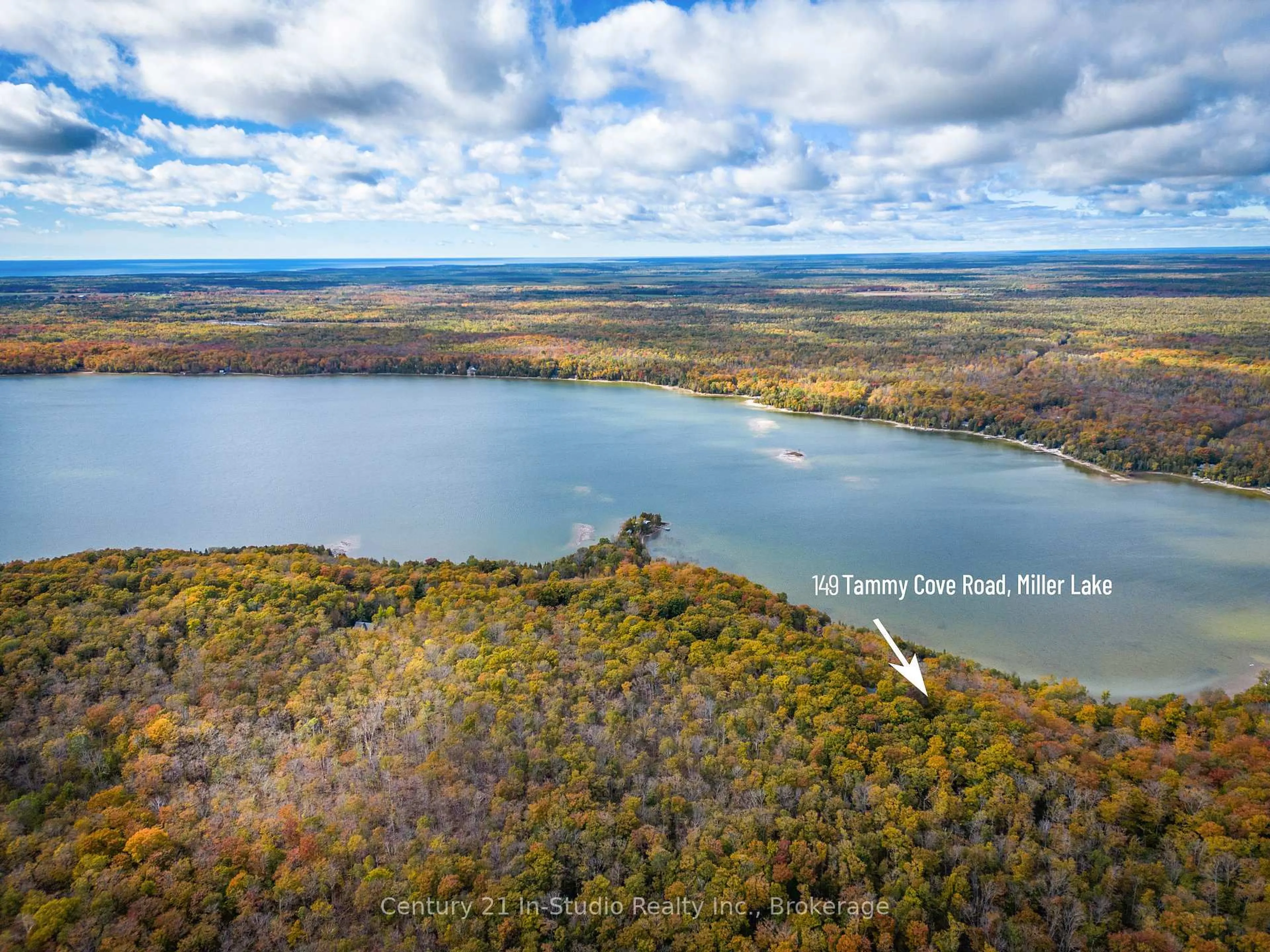 A pic from outside/outdoor area/front of a property/back of a property/a pic from drone, water/lake/river/ocean view for 149 Tammy's Cove Rd, Northern Bruce Peninsula Ontario N0H 1W0