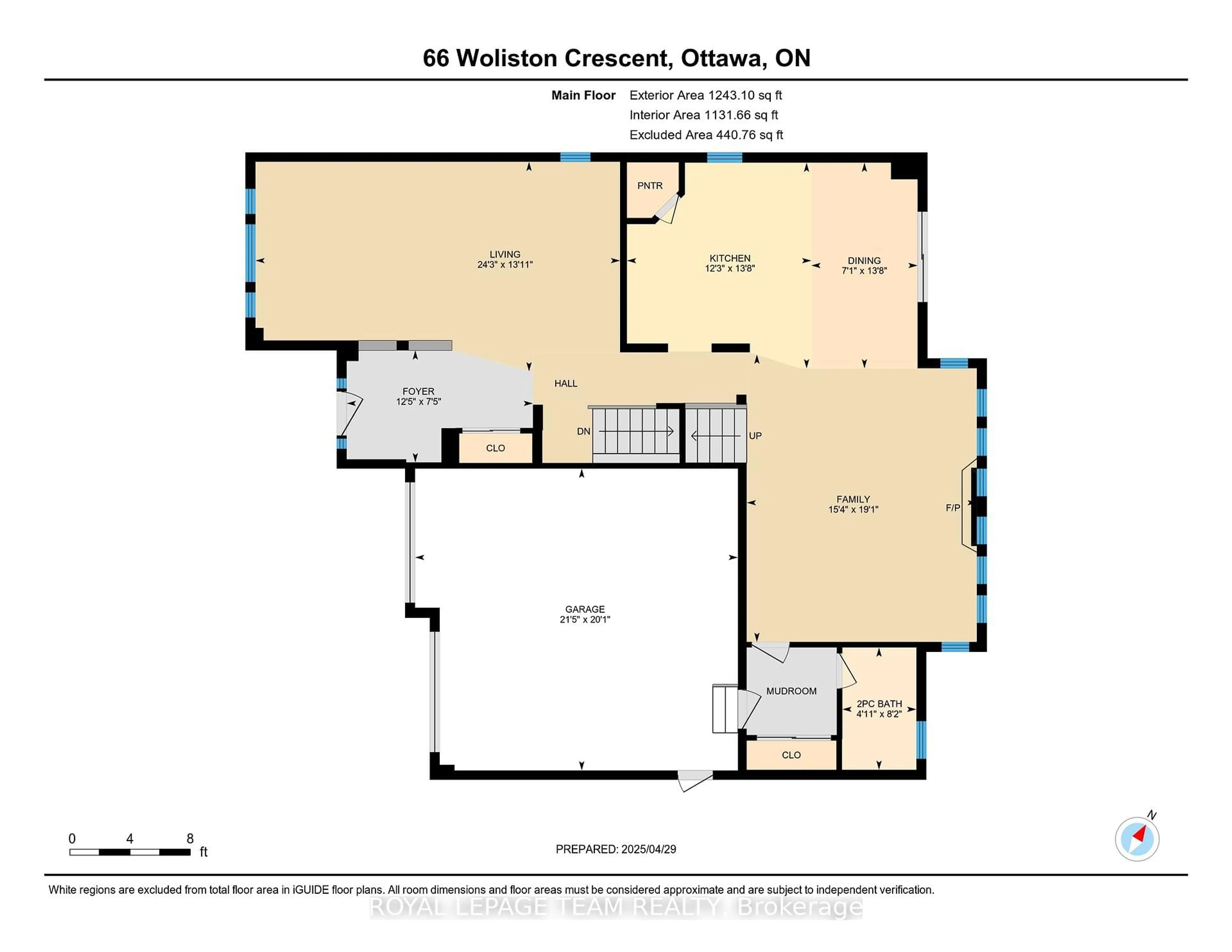 Floor plan for 66 Woliston Cres, Ottawa Ontario K2W 1E5
