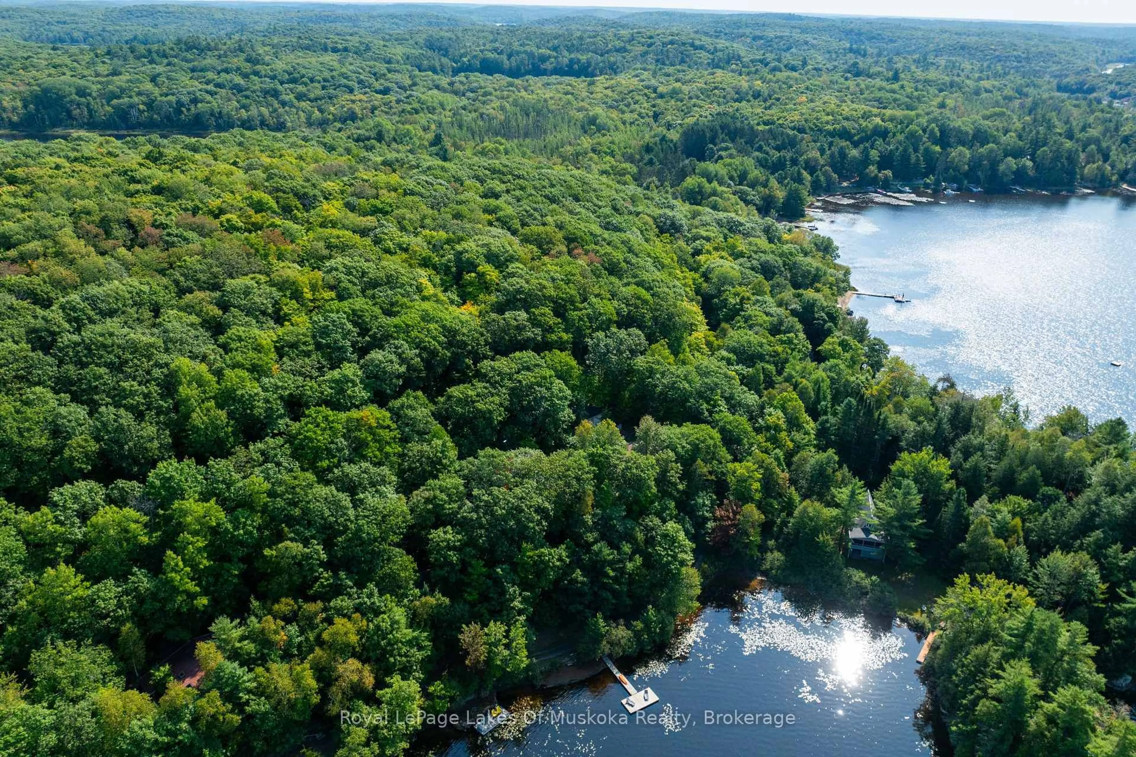 A pic from outside/outdoor area/front of a property/back of a property/a pic from drone, water/lake/river/ocean view for 1025 McCabe Rd, Lake of Bays Ontario P0B 1A0