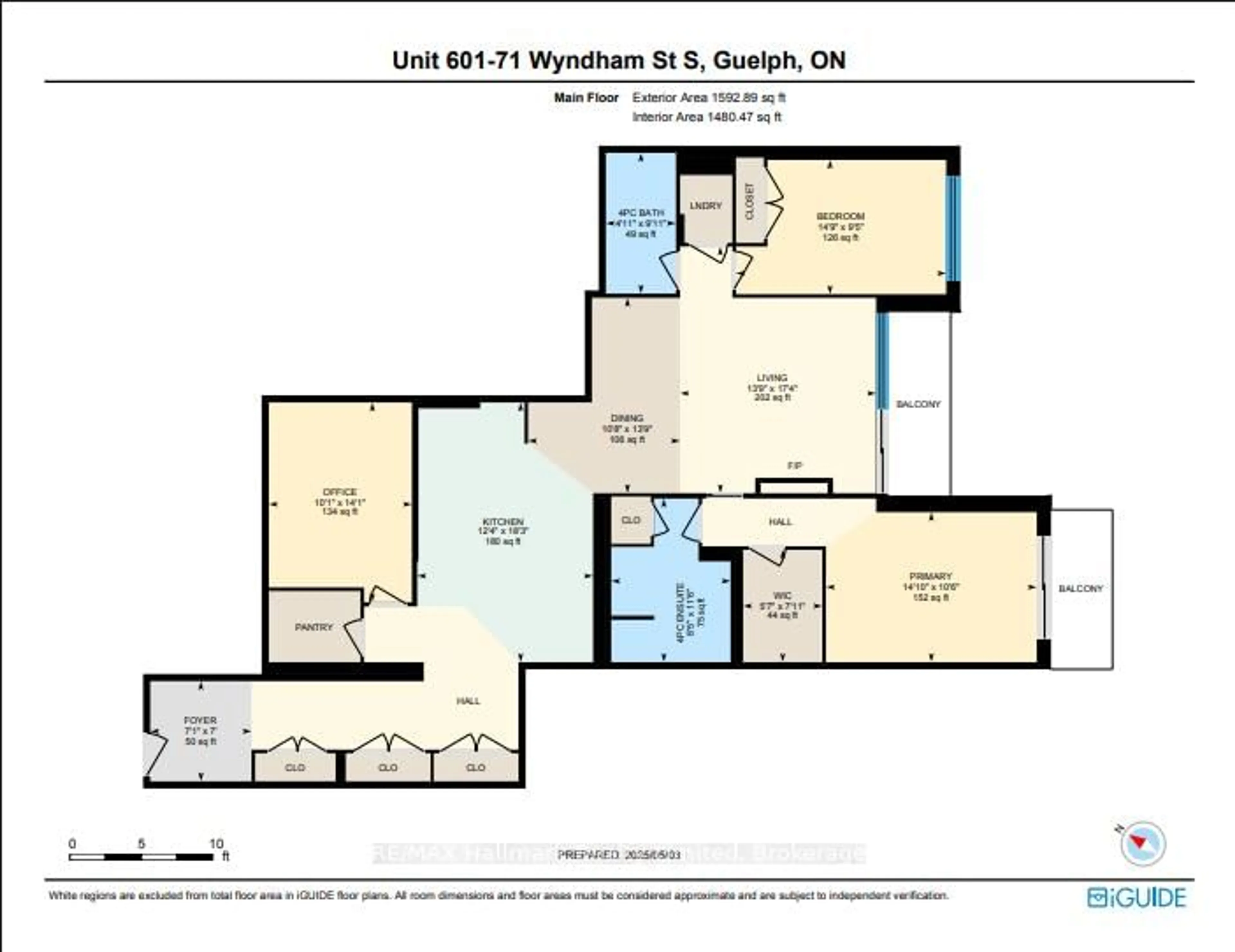Floor plan for 71 Wyndham St #601, Guelph Ontario N1E 5R3