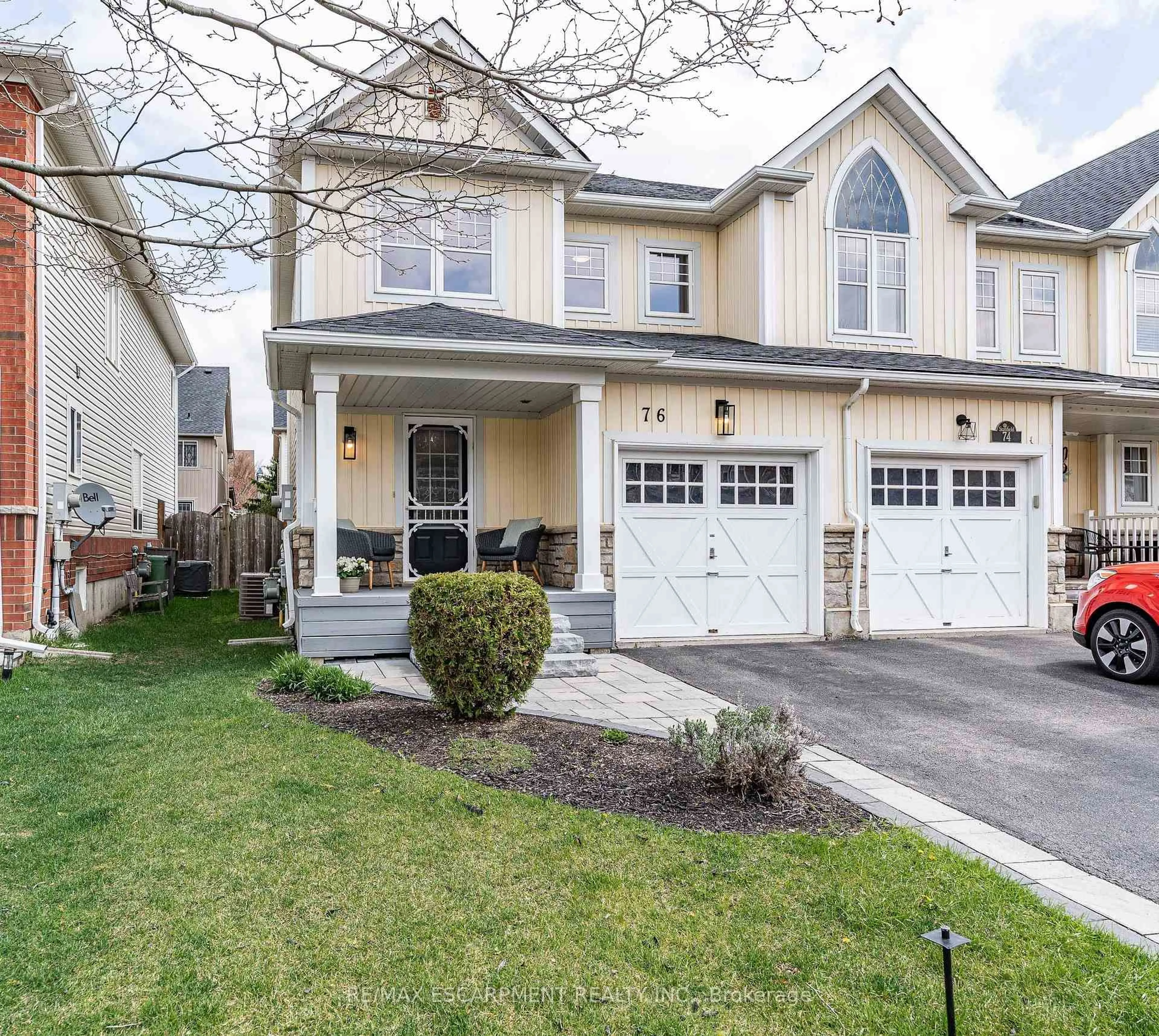 Home with vinyl exterior material, street for 76 Blue Sky Tr, Hamilton Ontario L8B 0X6